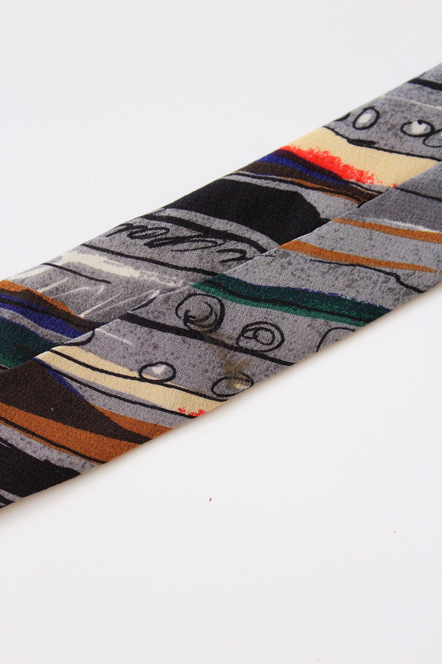 1990s Ungaro Multicoloured Organic Stripe Silk Designer tie