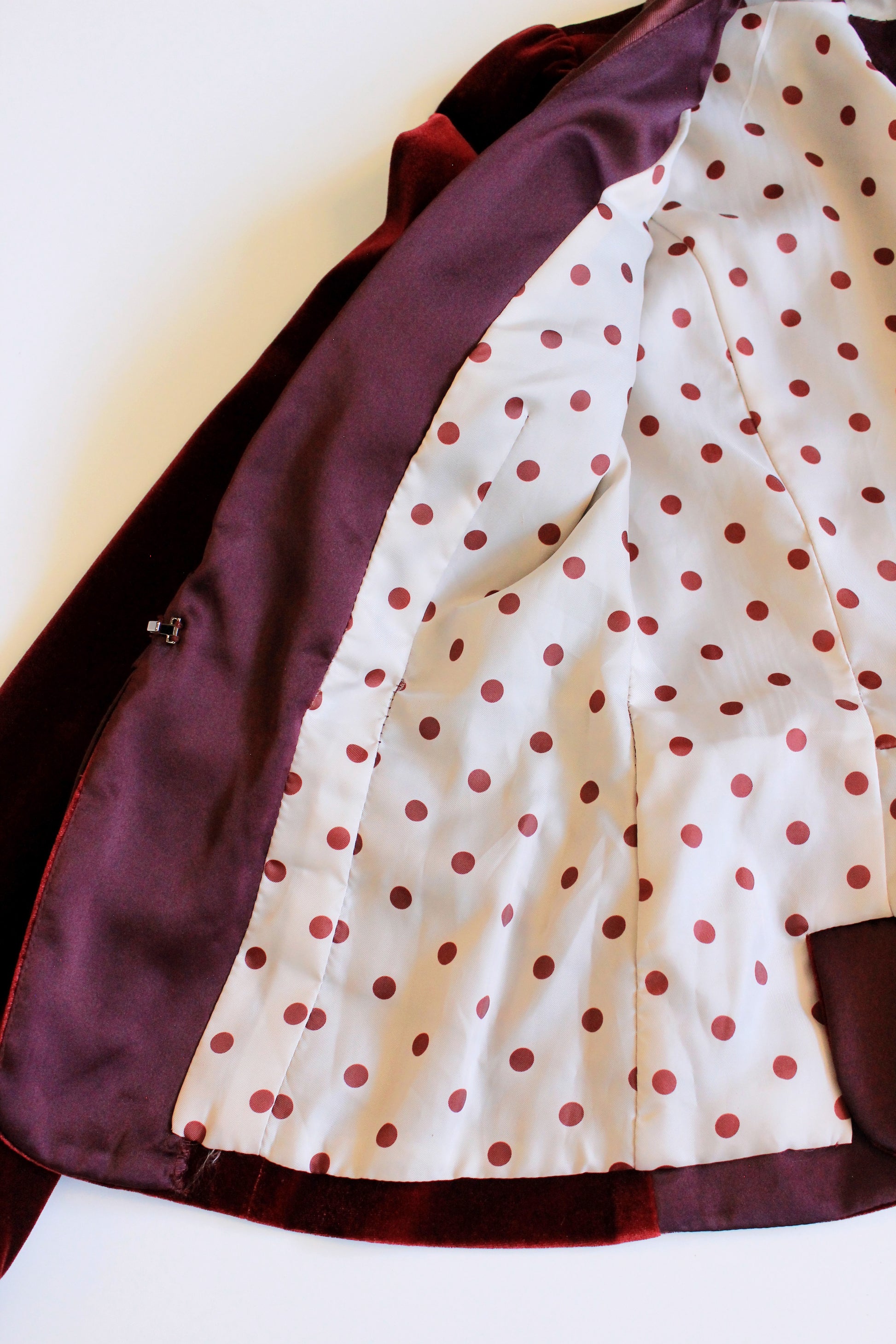 Early 2000s Burgundy Velvet Skirt Suit Set With Decorative Clasp, Small