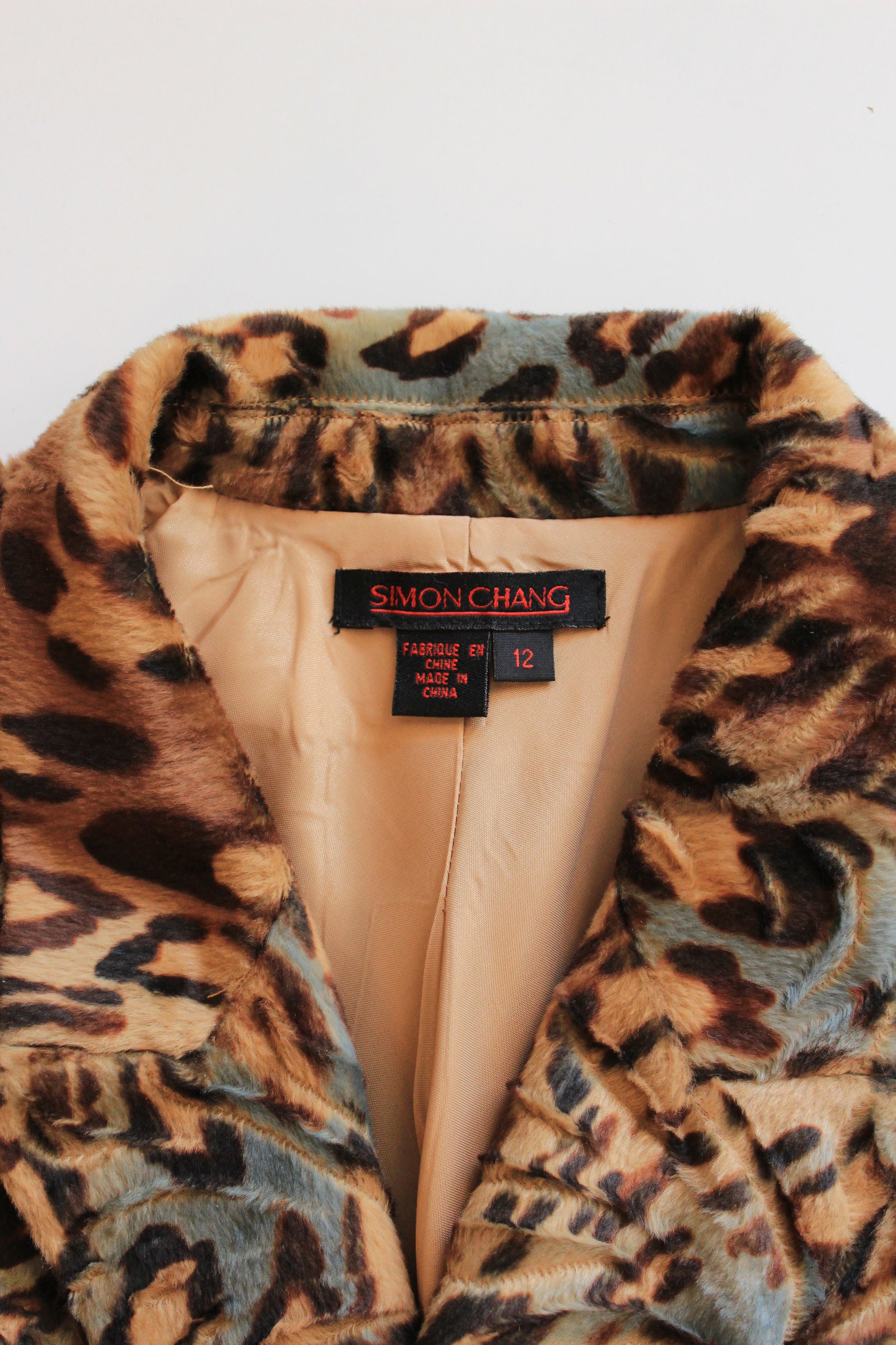 Early 2000s Tiger Print Coat In Tan And Grey, Medium