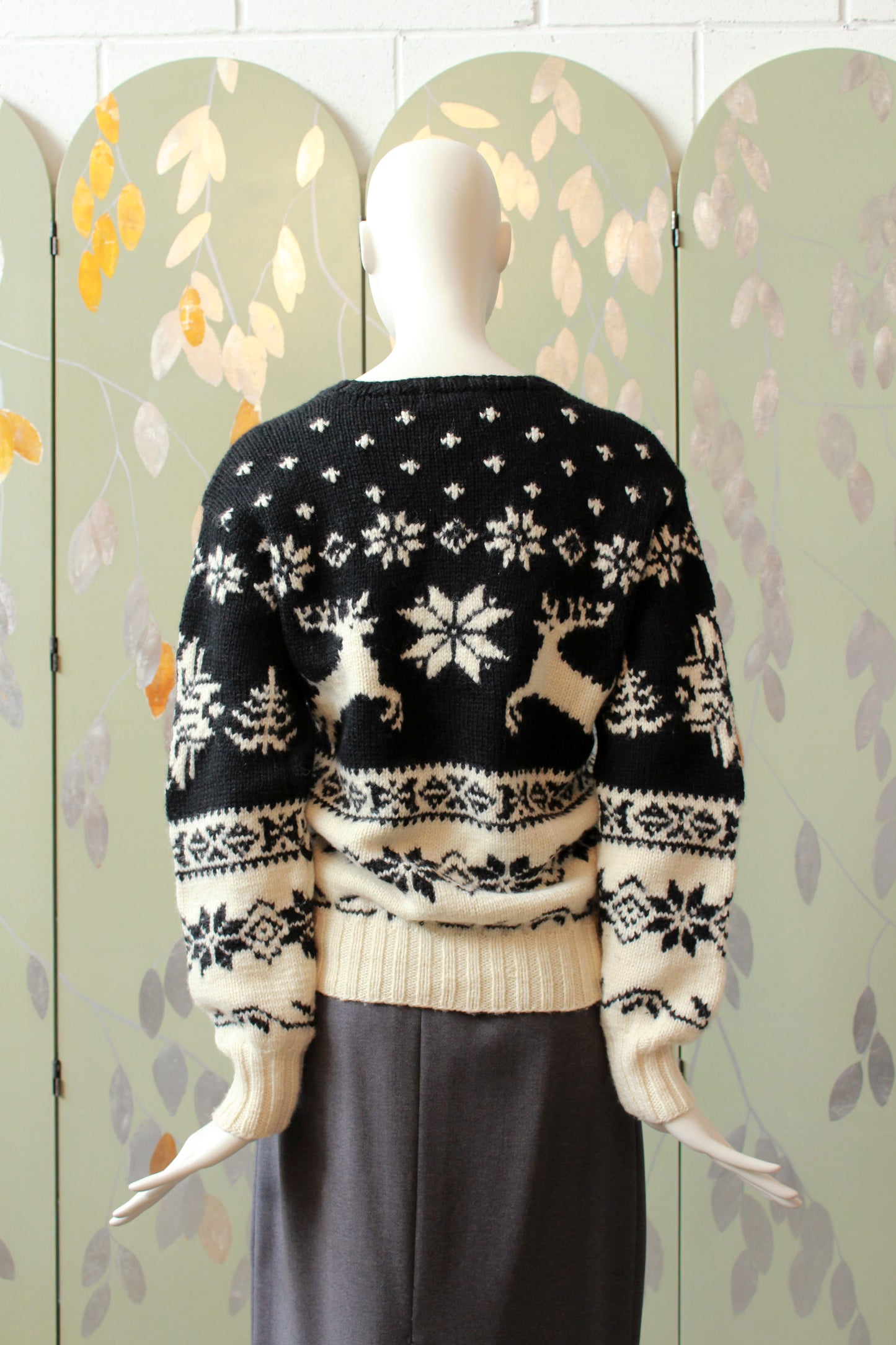 Vintage 1990s Polo By Ralph Lauren Black And White 100% Wool Sweater, Après-Ski Knit, M