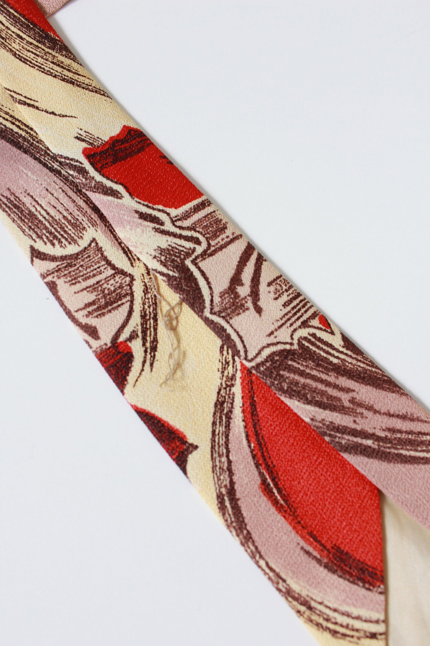 Vintage 1940s Abstract Deer Rayon Tie, Rhythmic Flight