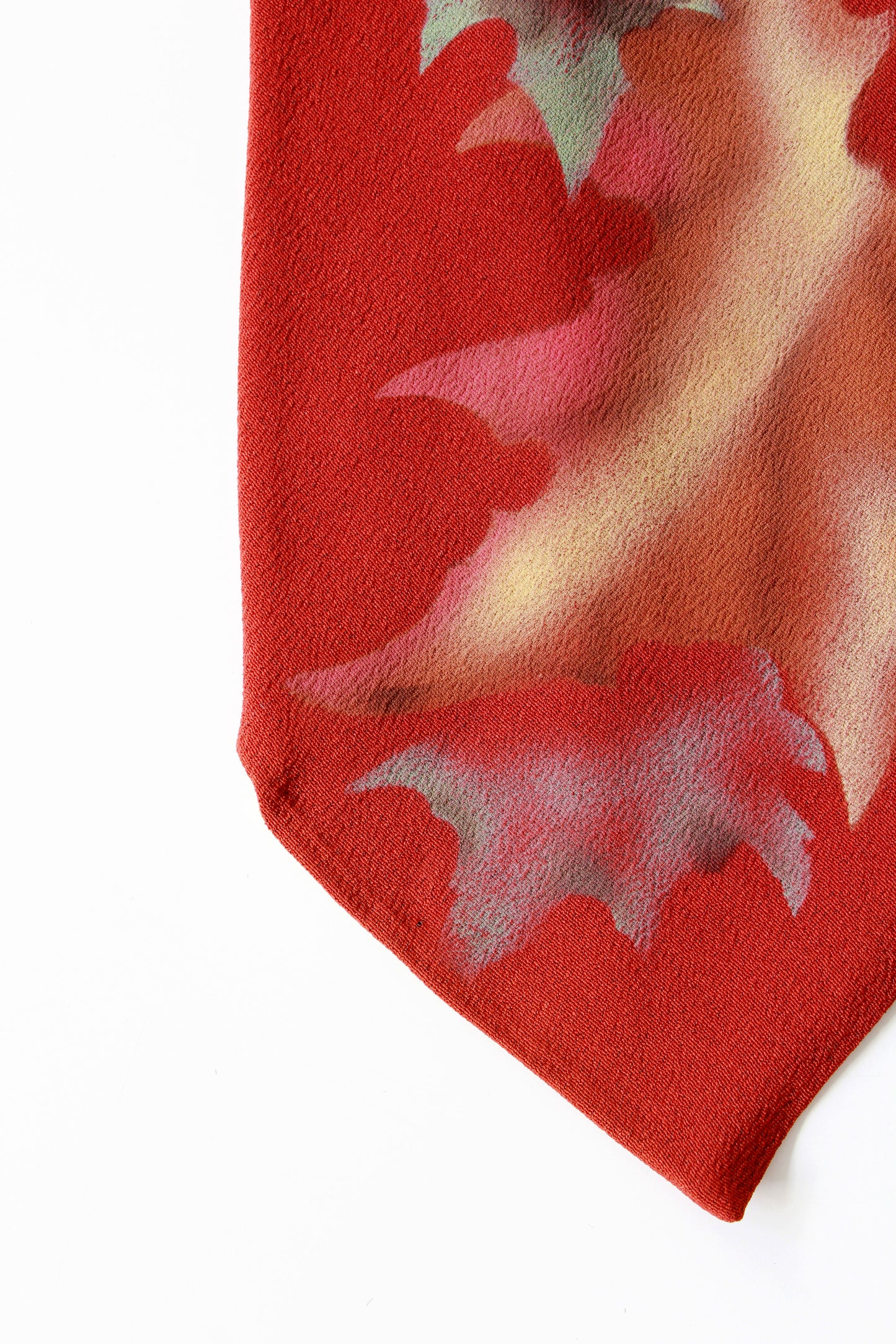 Vintage 1950s Rust Coloured Hand Painted Tie With Falling Leaves