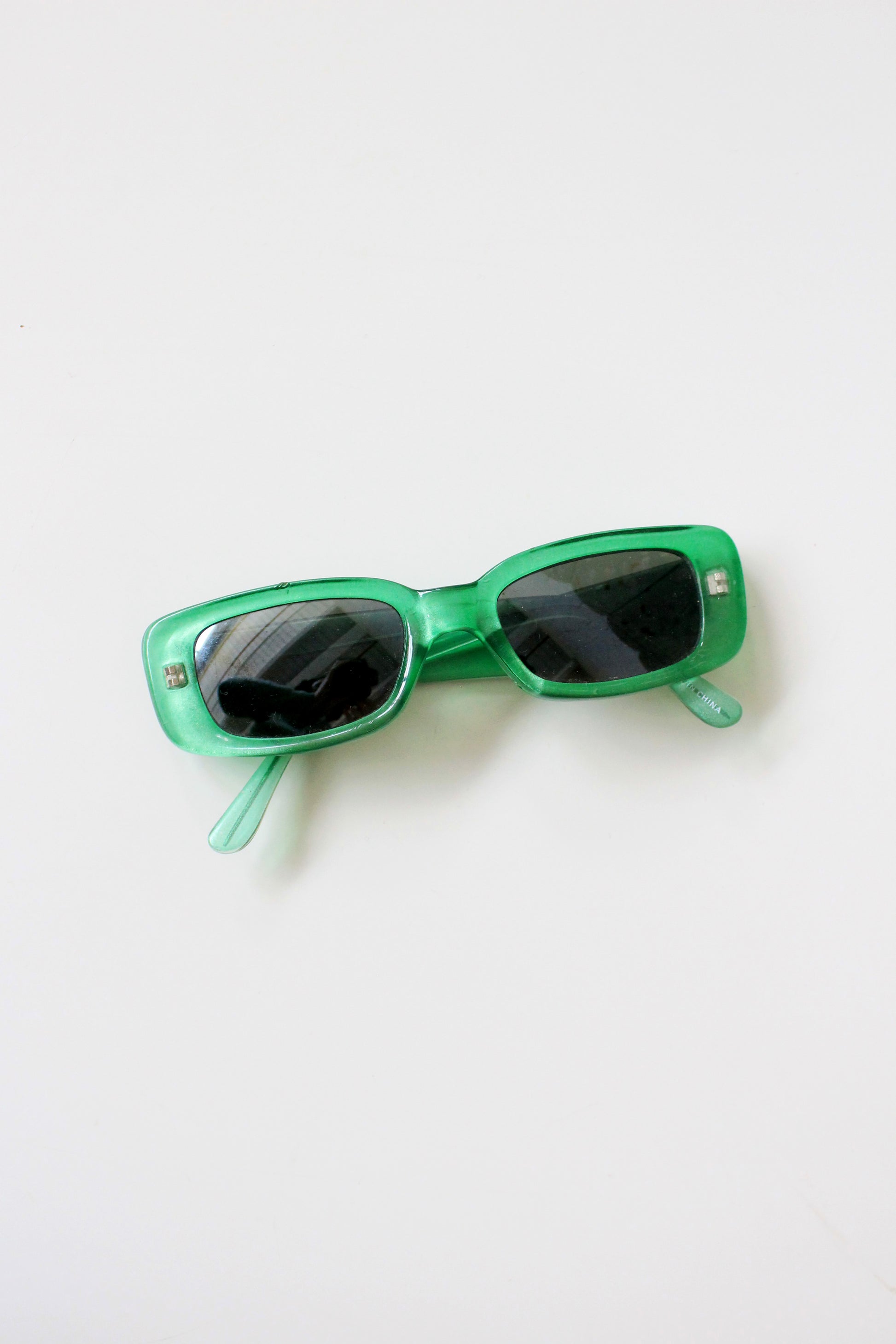 1990s Green Rectangular Sunglasses 