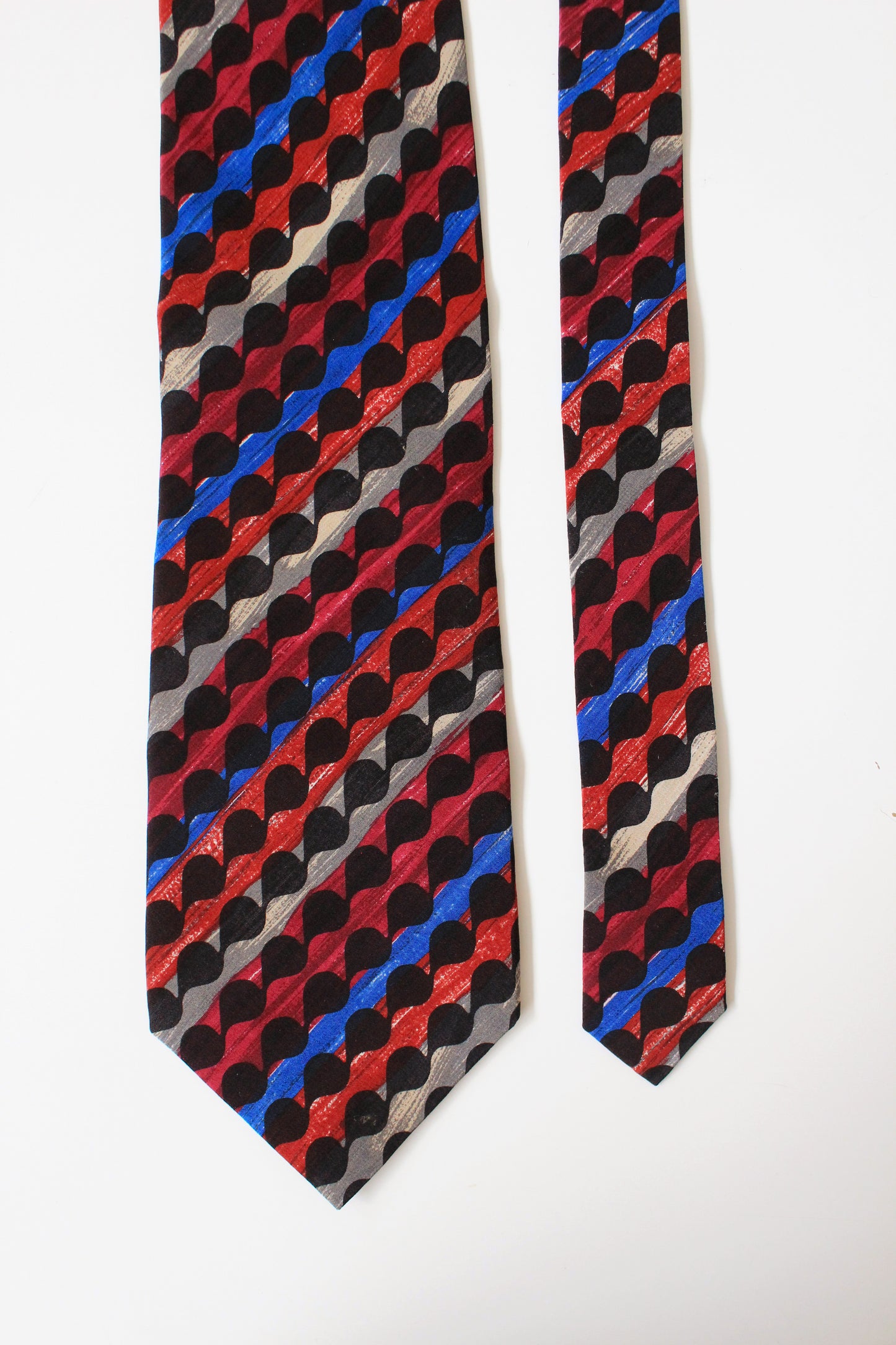 1990s Ungaro Multicoloured Raindrop Stripe Silk Tie