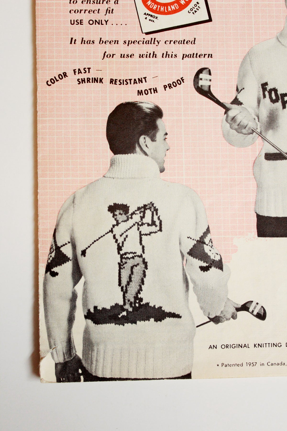 1950s Mary Maxim Mens 4 ply Kitting Pattern 448, Golf Cardigan