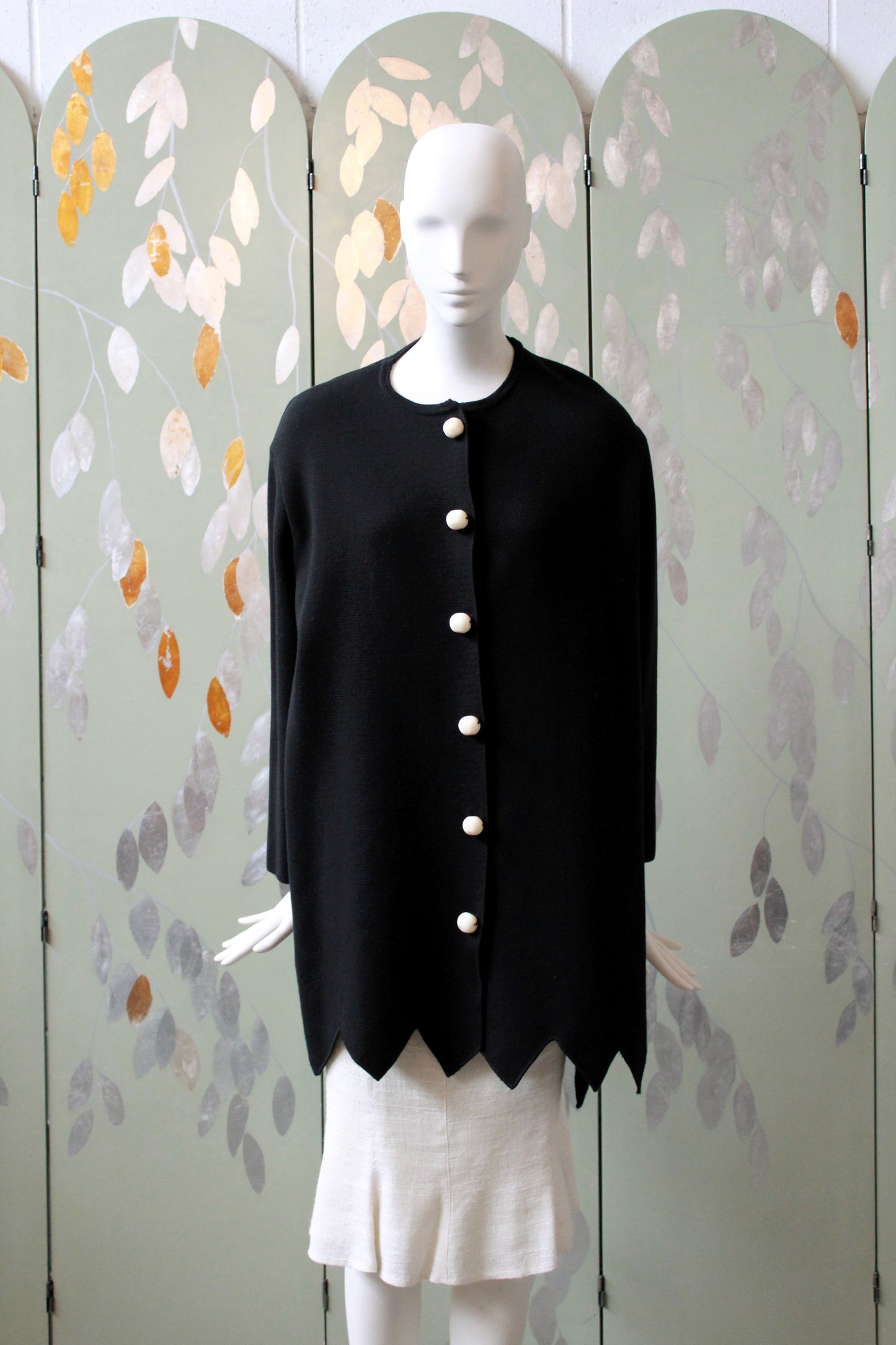 Black Moschino Cardigan With Zig Zag Hem And Oversized Buttons, large
