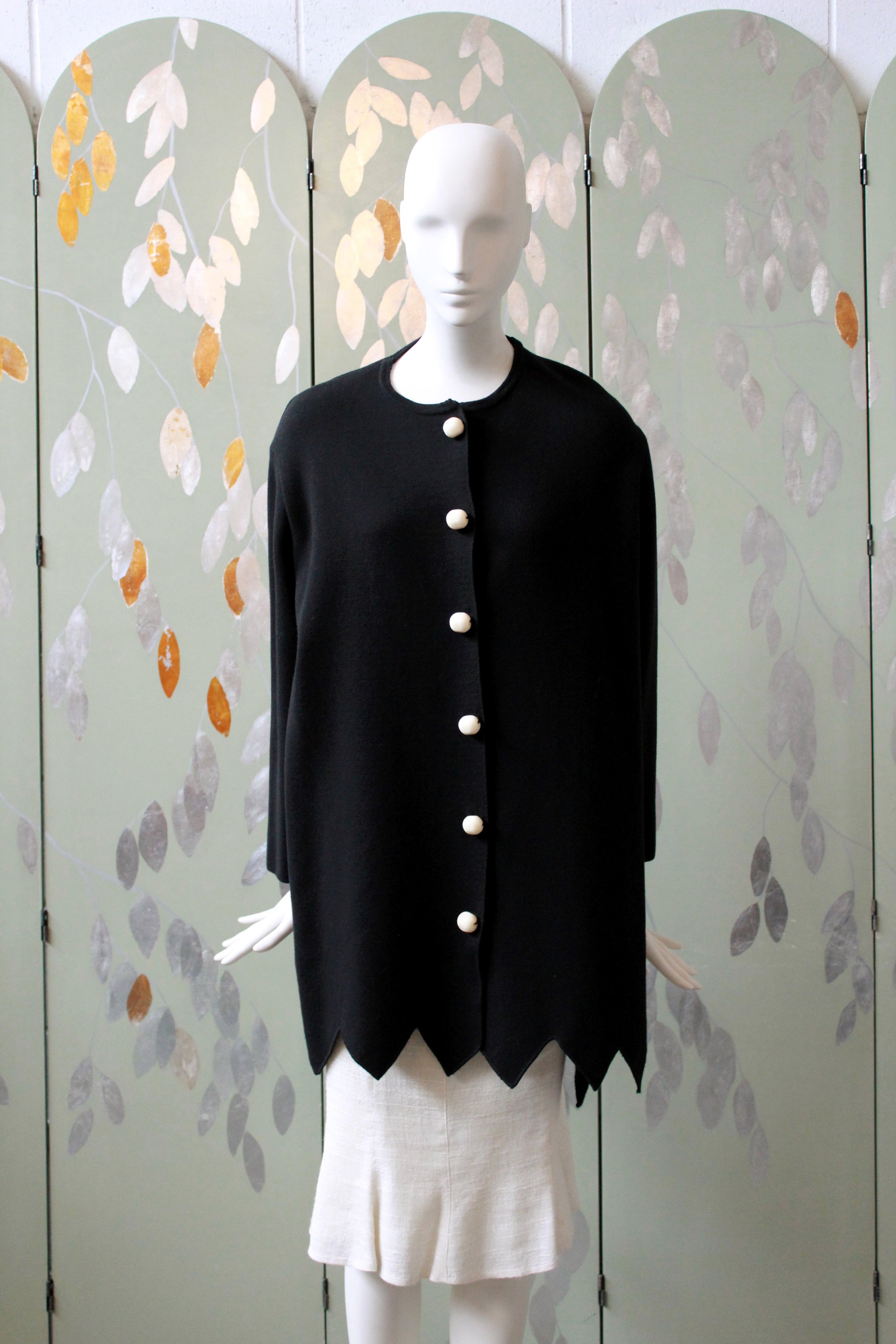 Black Moschino Cardigan With Zig Zag Hem And Oversized Buttons, large
