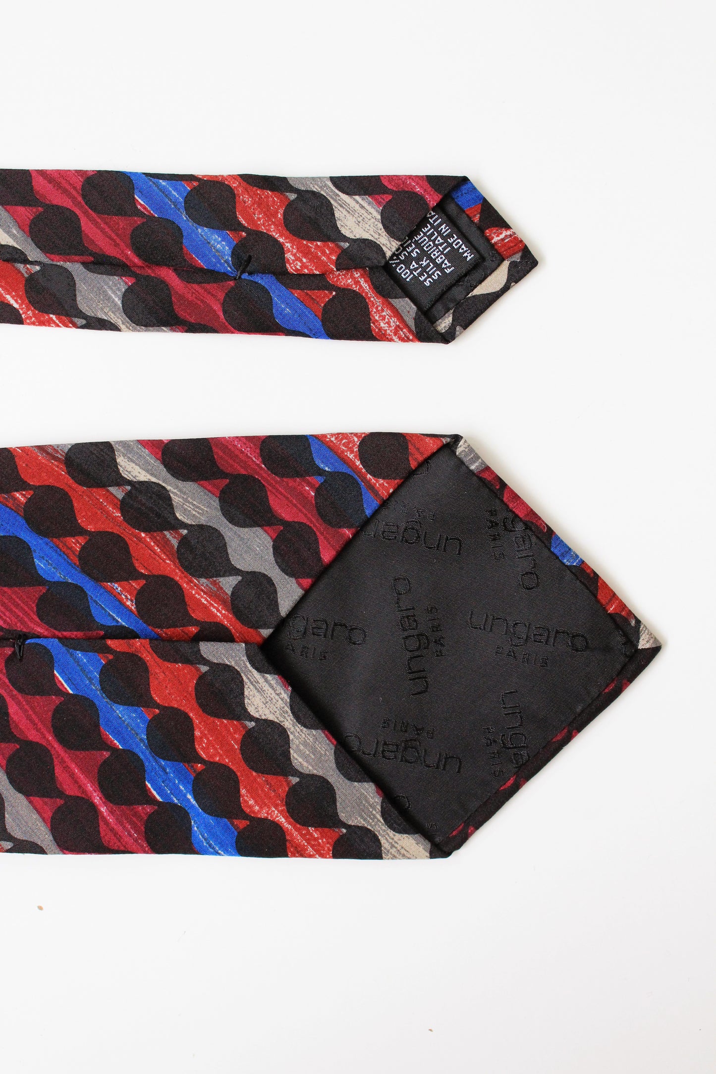 1990s Ungaro Multicoloured Raindrop Stripe Silk Tie