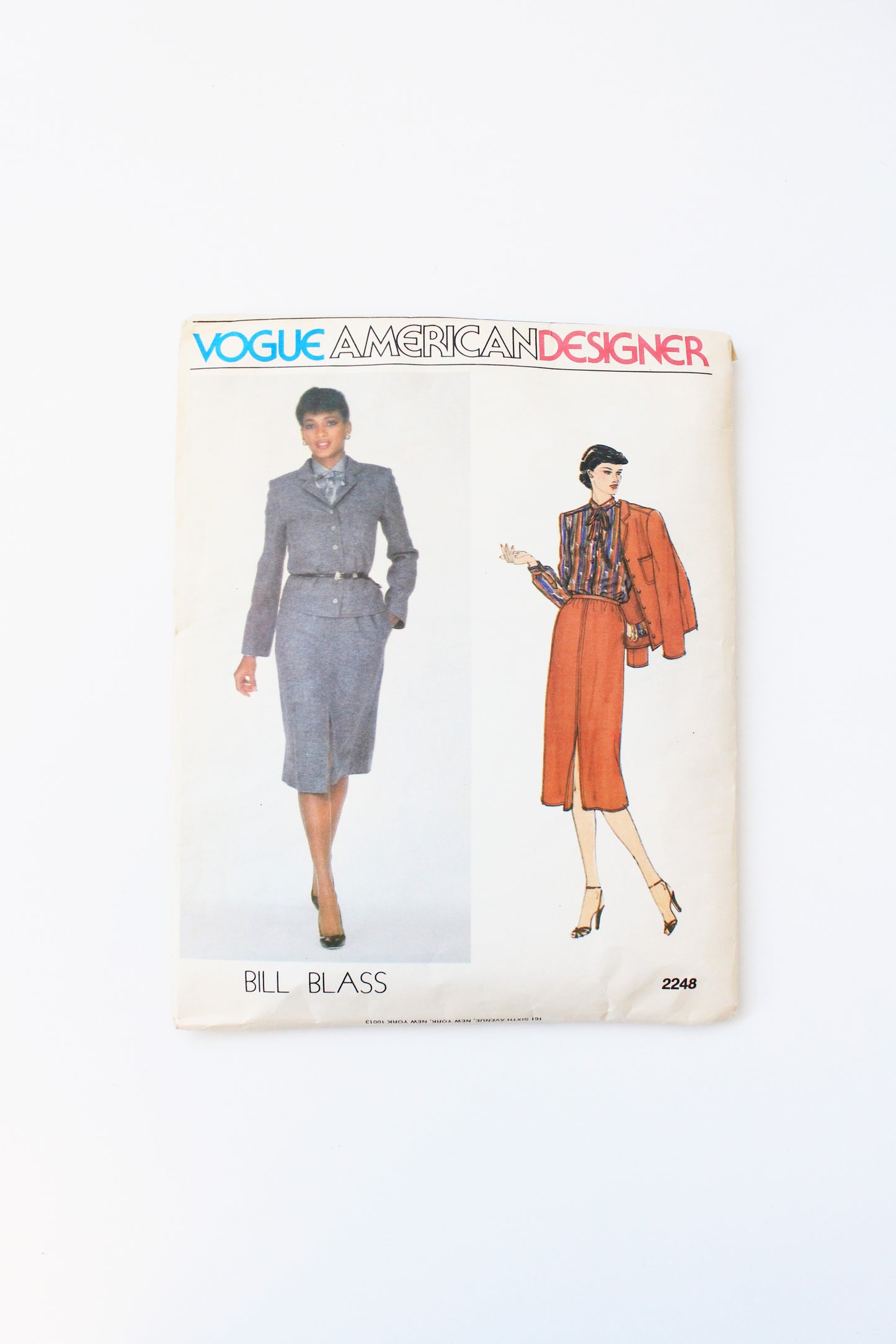 1980s Jacket, Blouse, Skirt And Tie Vogue American Designer 2248 Sewing Pattern, Cut-Complete Size 8