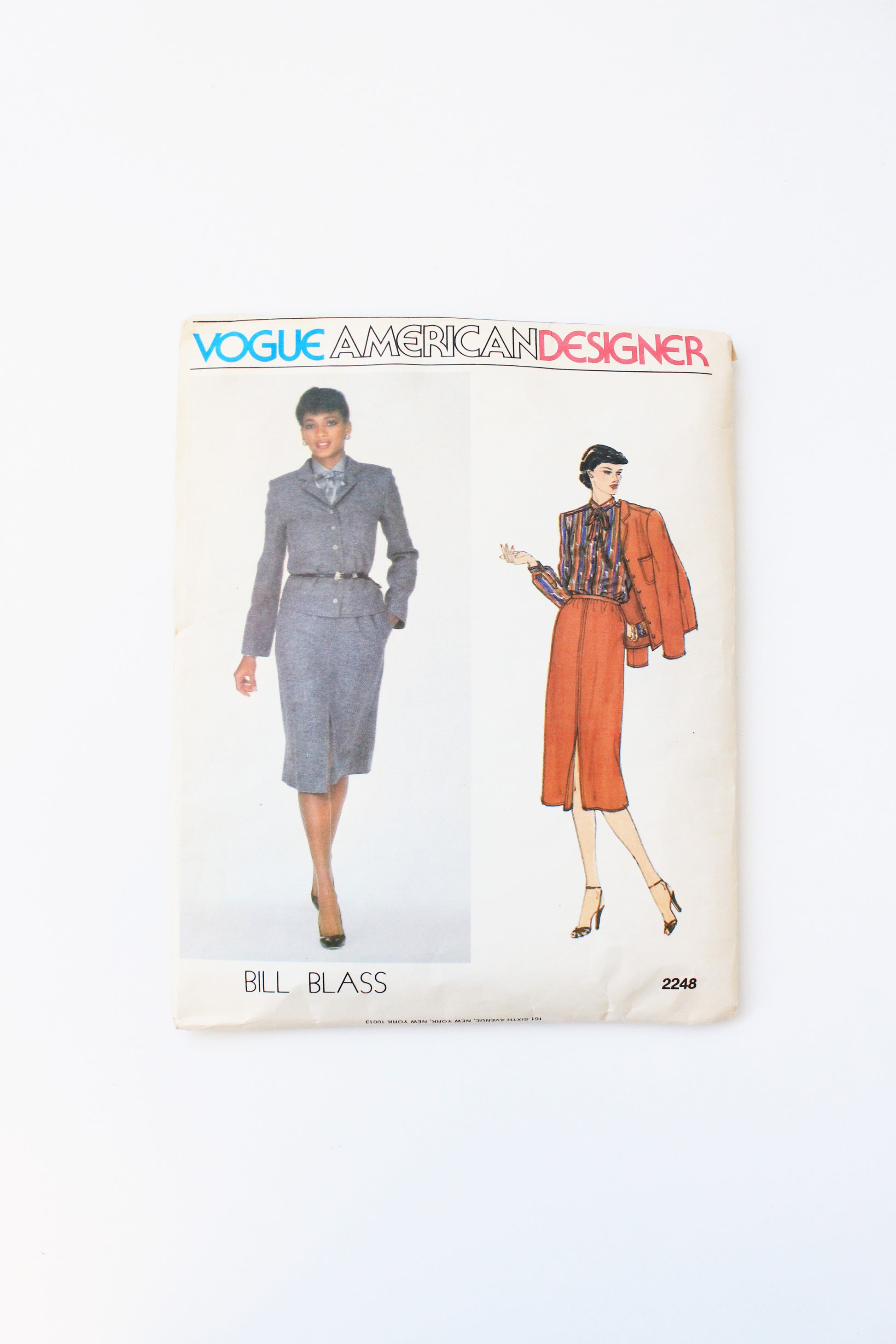 1980s Jacket, Blouse, Skirt And Tie Vogue American Designer 2248 Sewing Pattern, Cut-Complete Size 8