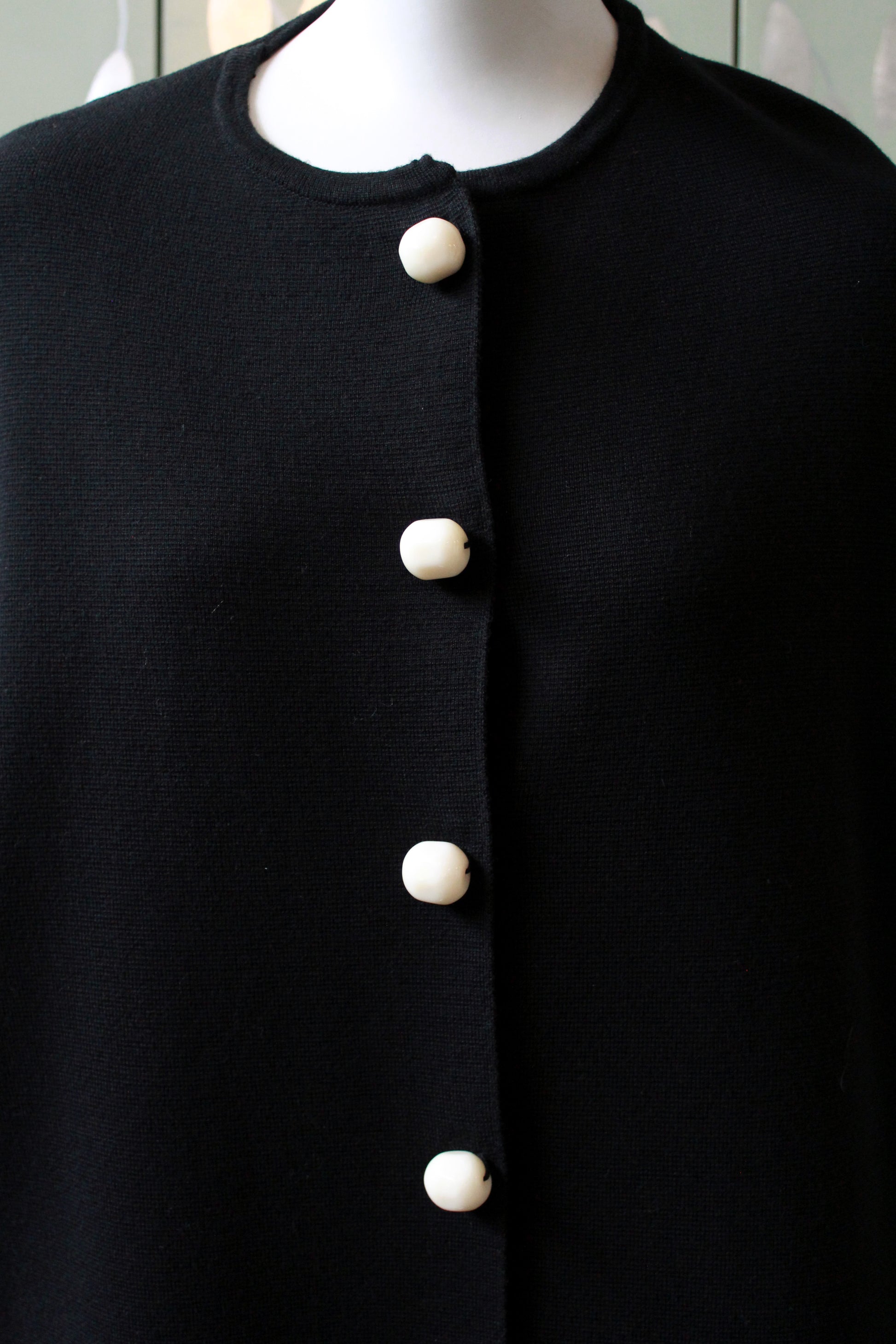 Black Moschino Cardigan With Zig Zag Hem And Oversized Buttons, large