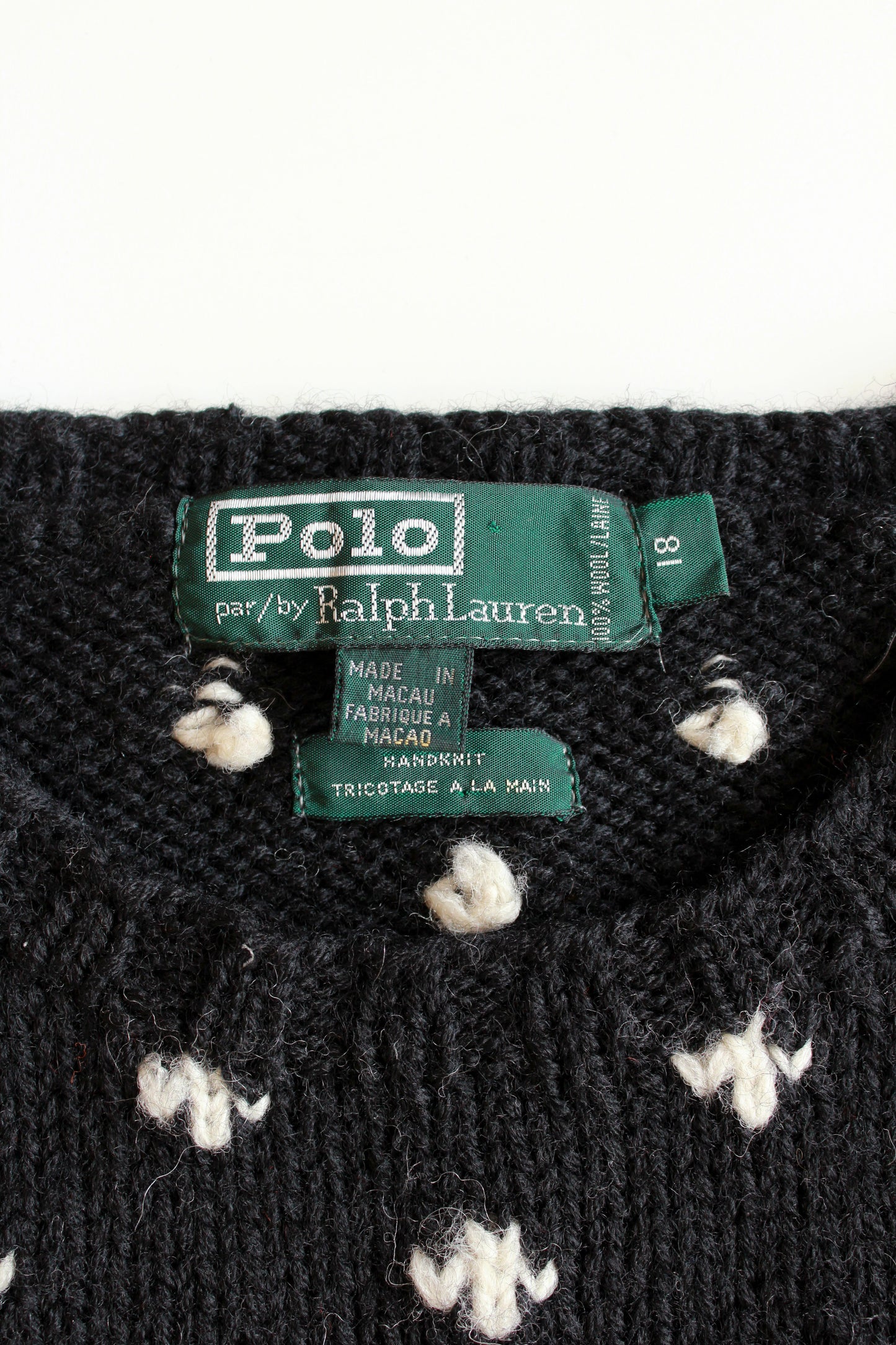 Vintage 1990s Polo By Ralph Lauren Black And White 100% Wool Sweater, Après-Ski Knit, M