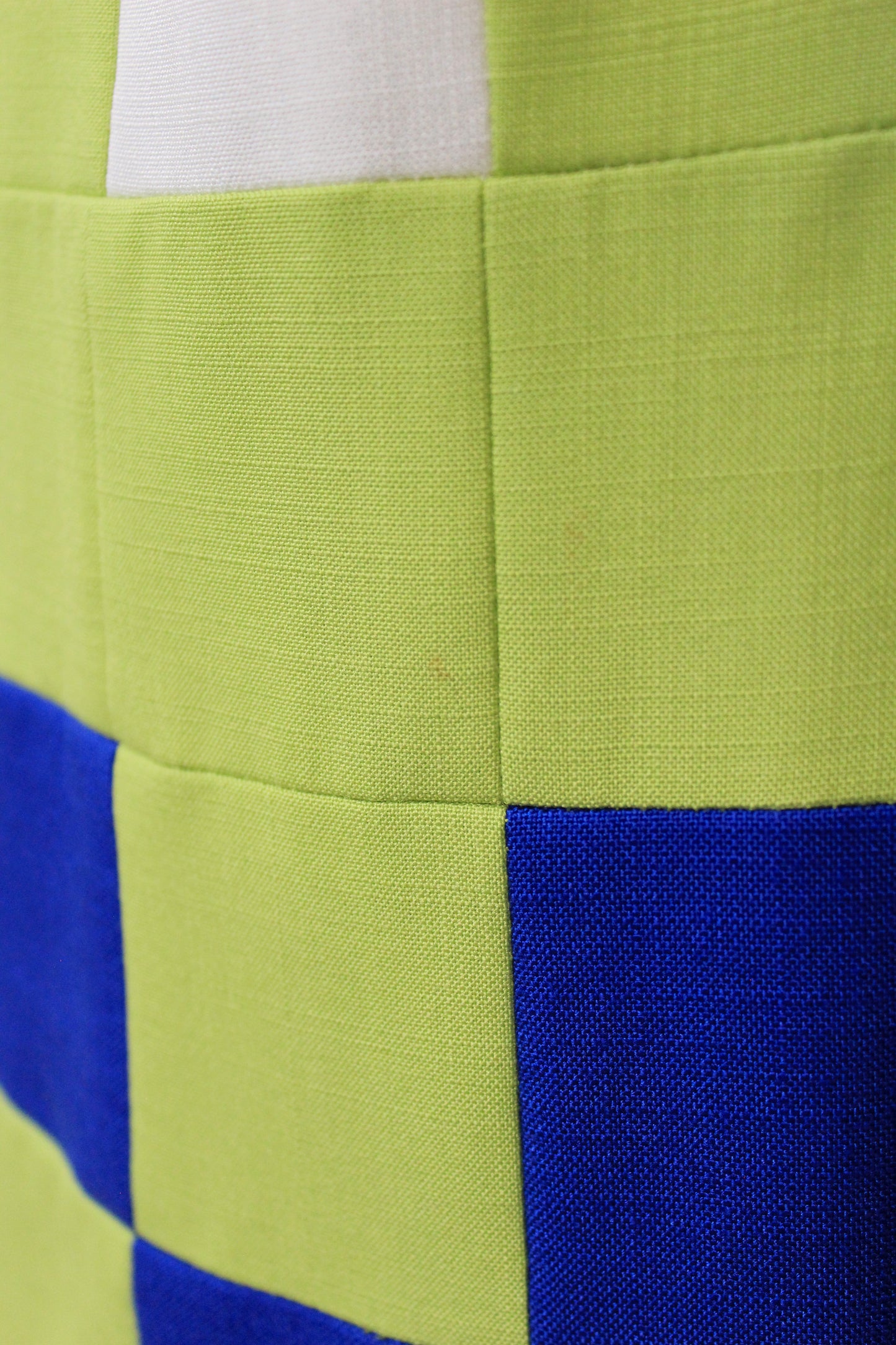 1980s Green and Blue Geometric Colour Block Shift Dress, Medium
