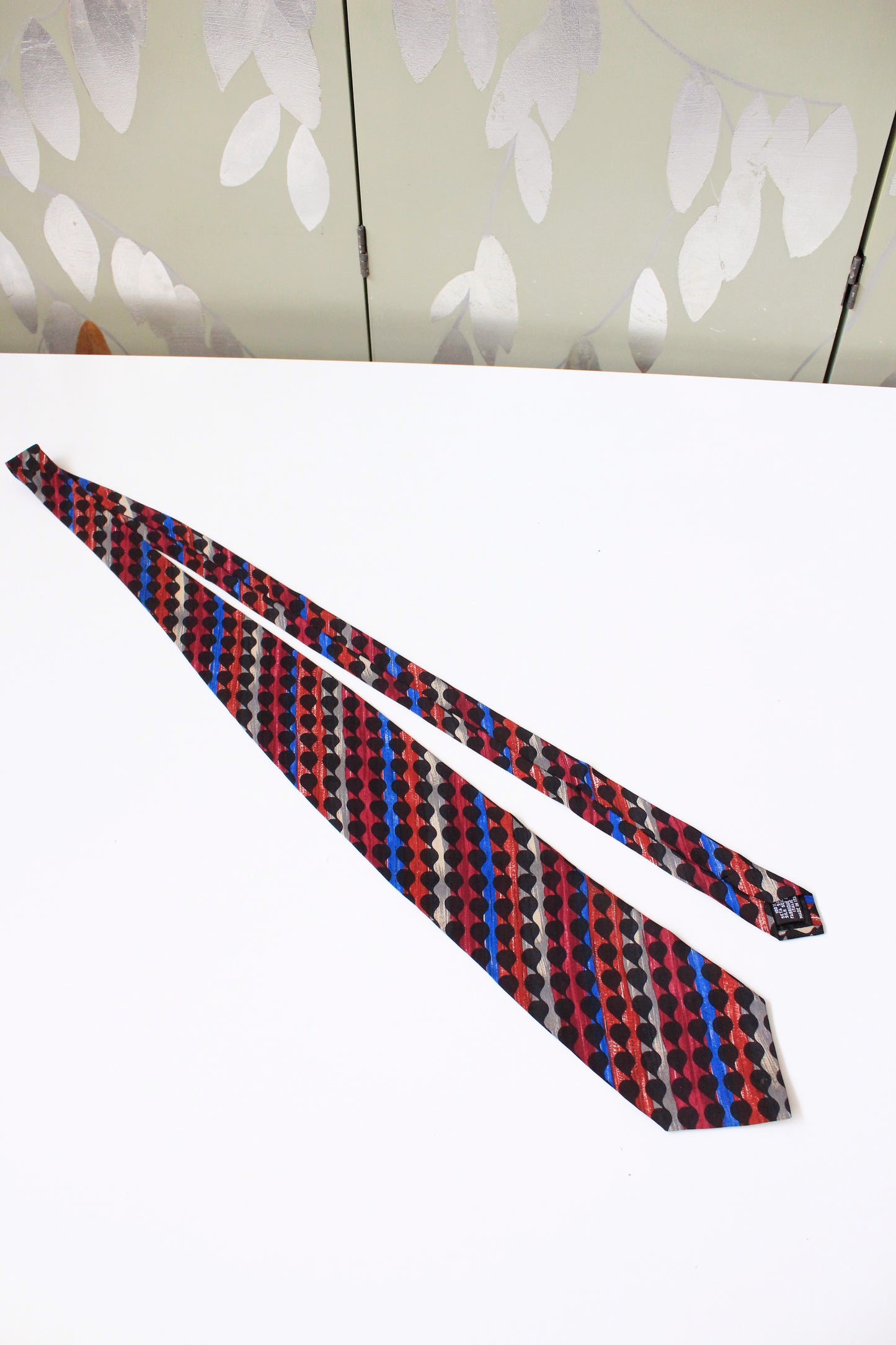 1990s Ungaro Multicoloured Raindrop Stripe Silk Tie