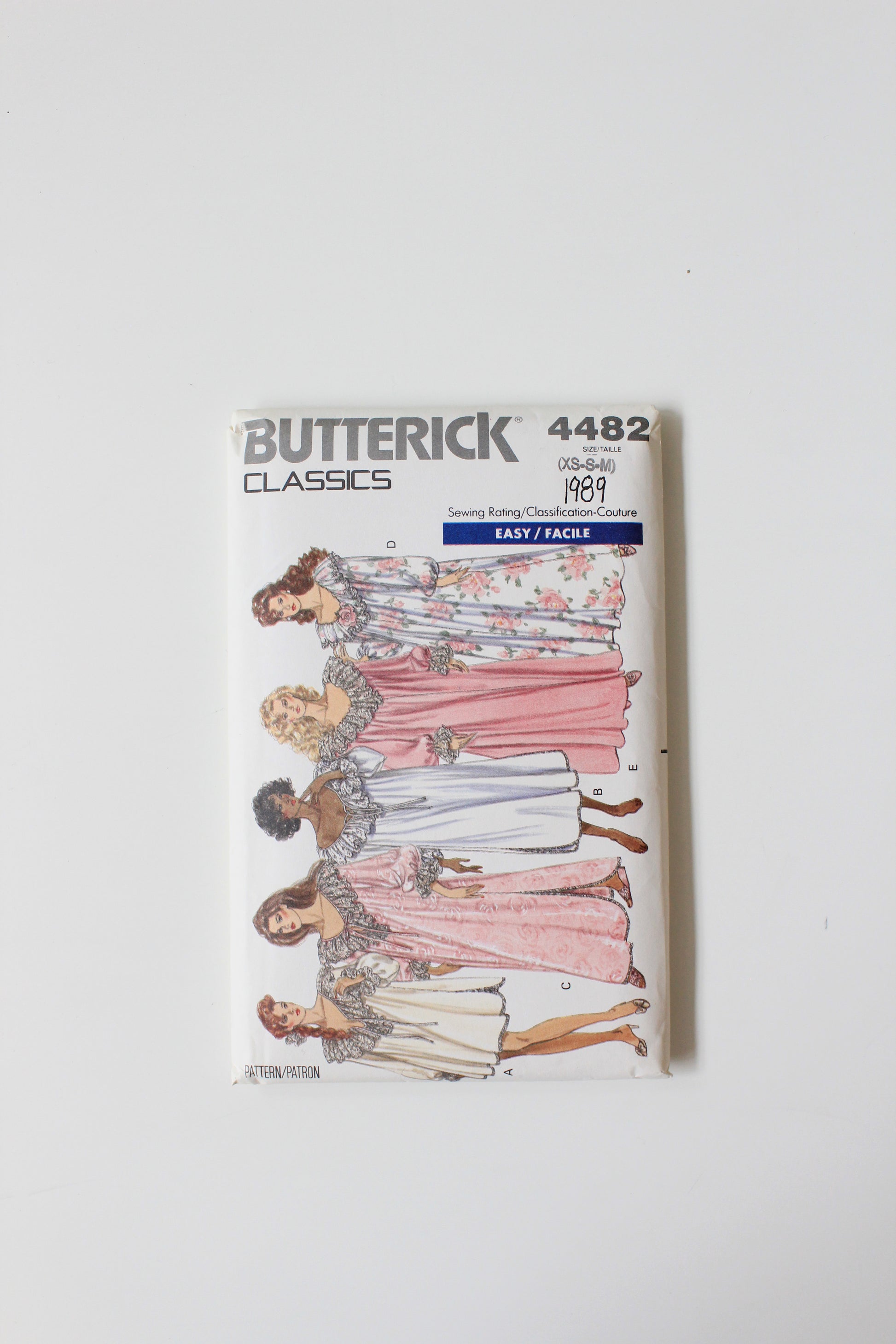 1980s Ruffle Night Gown Butterick 4489 Easy Sewing Pattern, Uncut Size XS-S-M