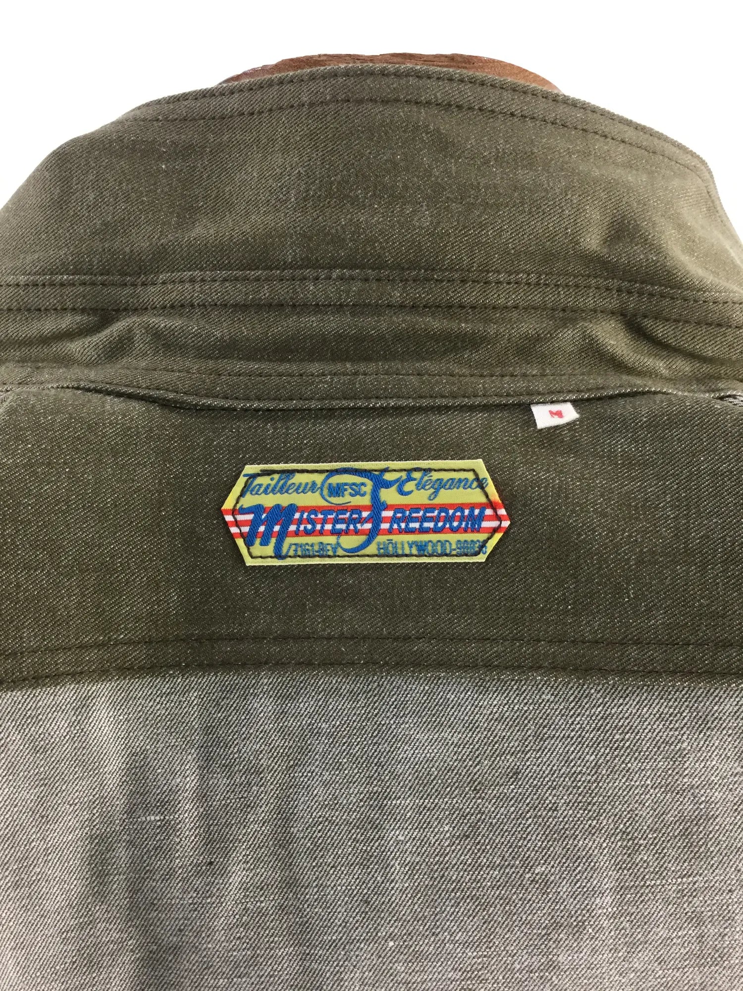 2010s Mister Freedom Olive Green Denim "The Garrison" Twill Shirt, Medium