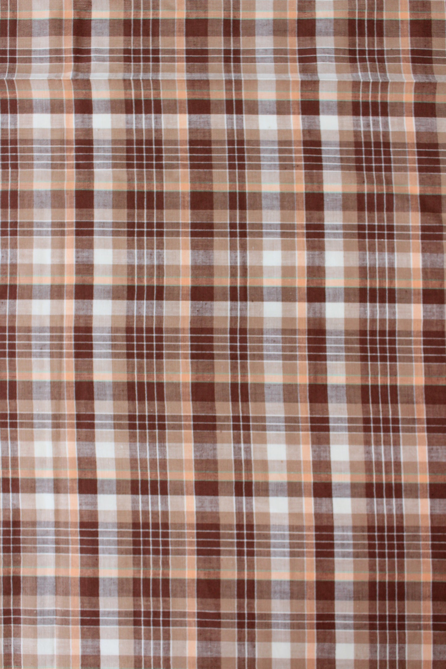 1960s Autumnal  Brown And Orange Vintage Plaid Cotton Fabric, 7.3 Yards