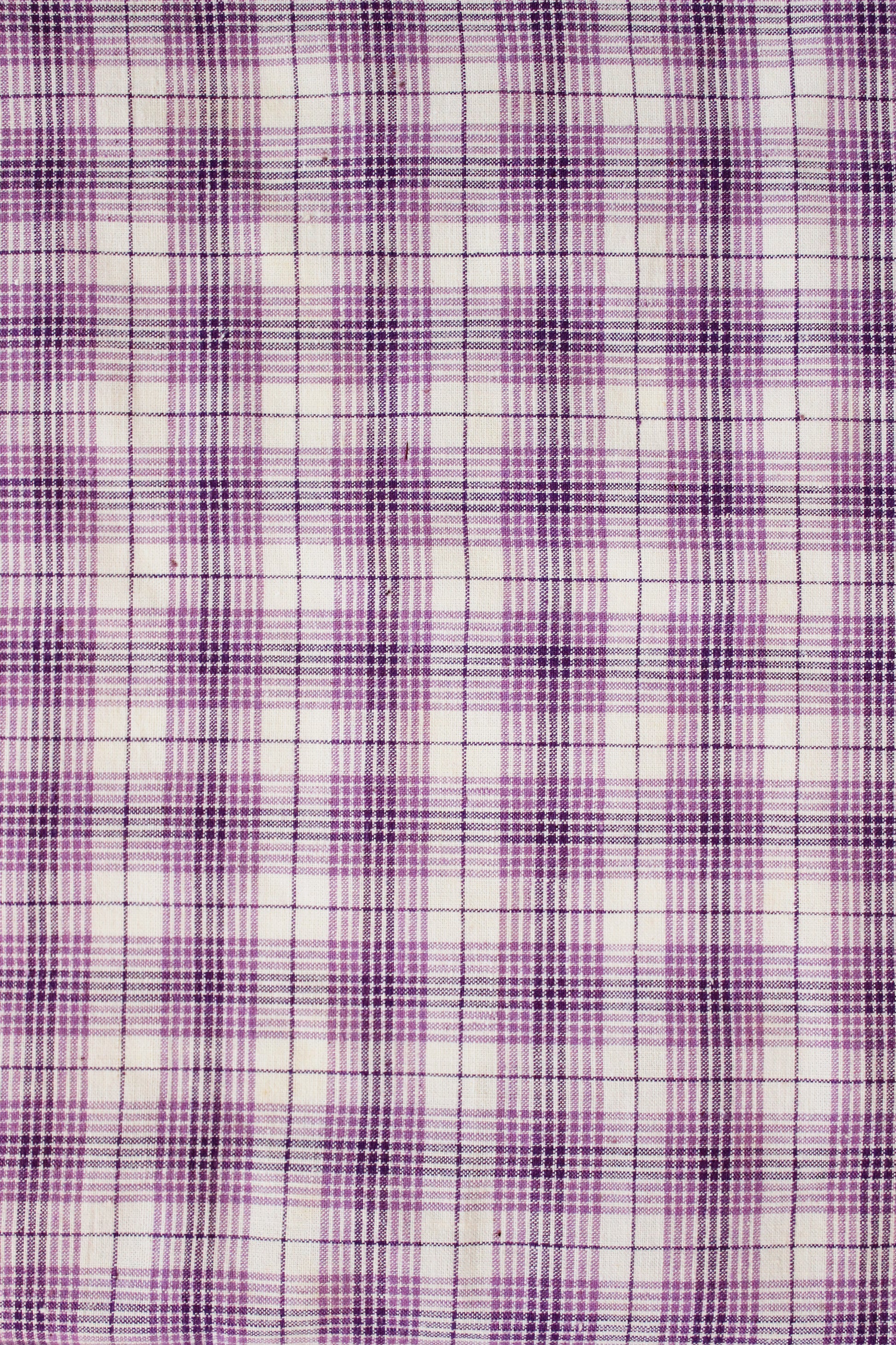 1920s Purple And White Plaid Cotton Sewing Fabric, 9.5 Yards