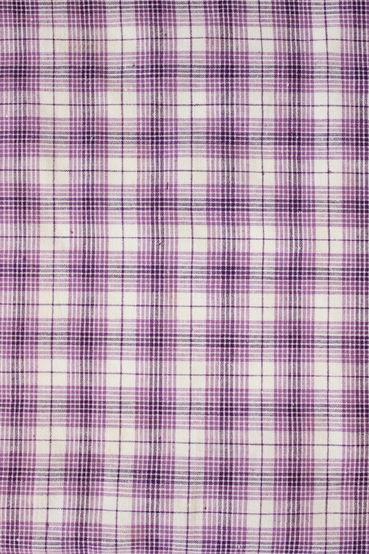 1920s Purple And White Plaid Cotton Sewing Fabric, 9.5 Yards