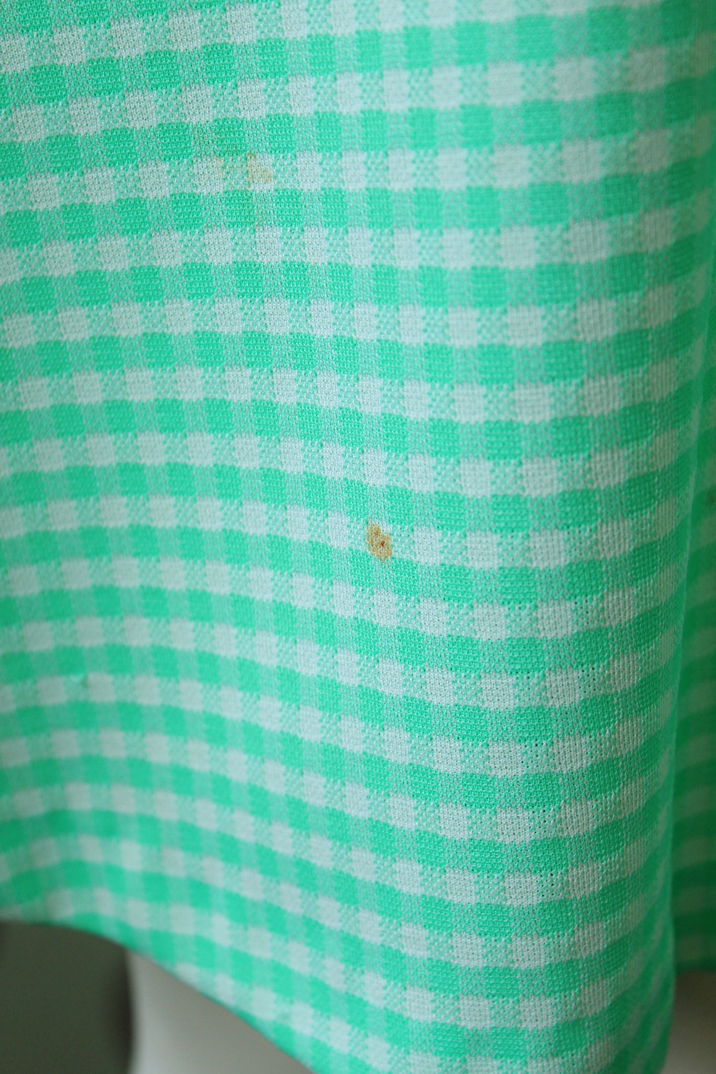 1970s Lacoste Bright Green Sleeveless Tennis Dress With Flared Gingham Skirt, Small