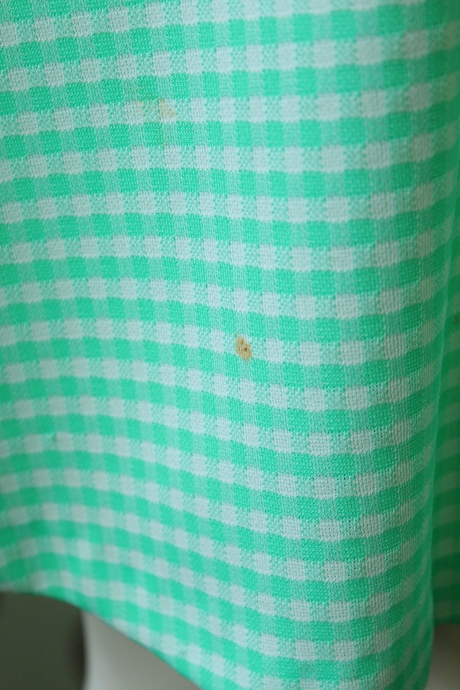 1970s Lacoste Bright Green Sleeveless Tennis Dress With Flared Gingham Skirt, Small