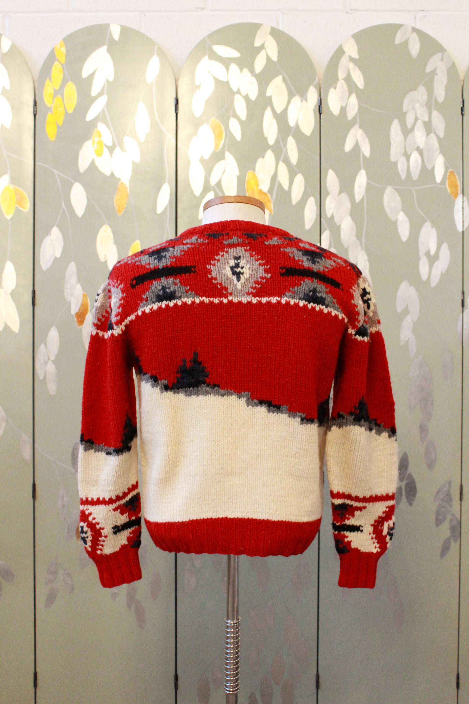 Vintage 1990s Red Polo By Ralph Lauren Mens Sledding Après-Ski 100% Wool Sweater, Medium