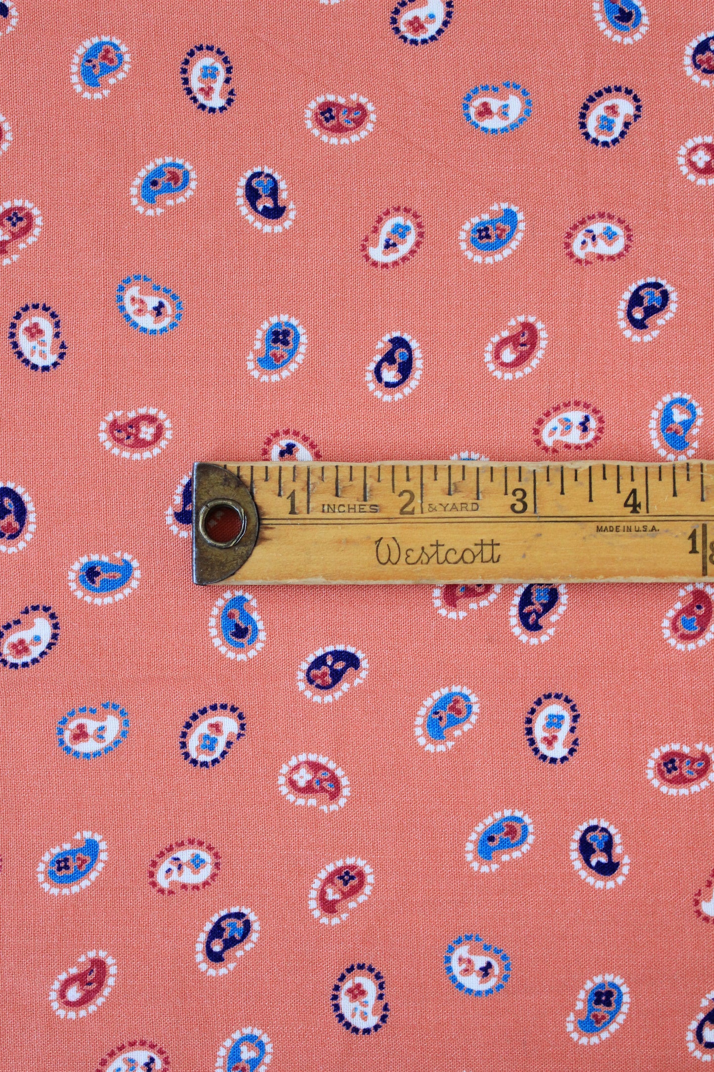 NEEDS MEASUREMENTS 1940s Pink And Blue Paisley Amoeba Shape Rayon Fabric,