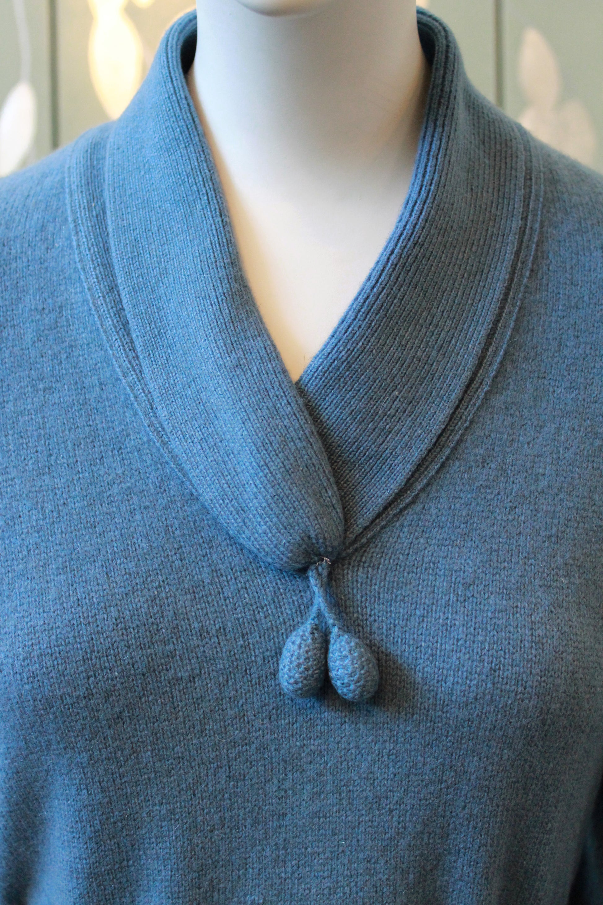 1960s Blue Cashmere Sweater With Matching Belt, Small 