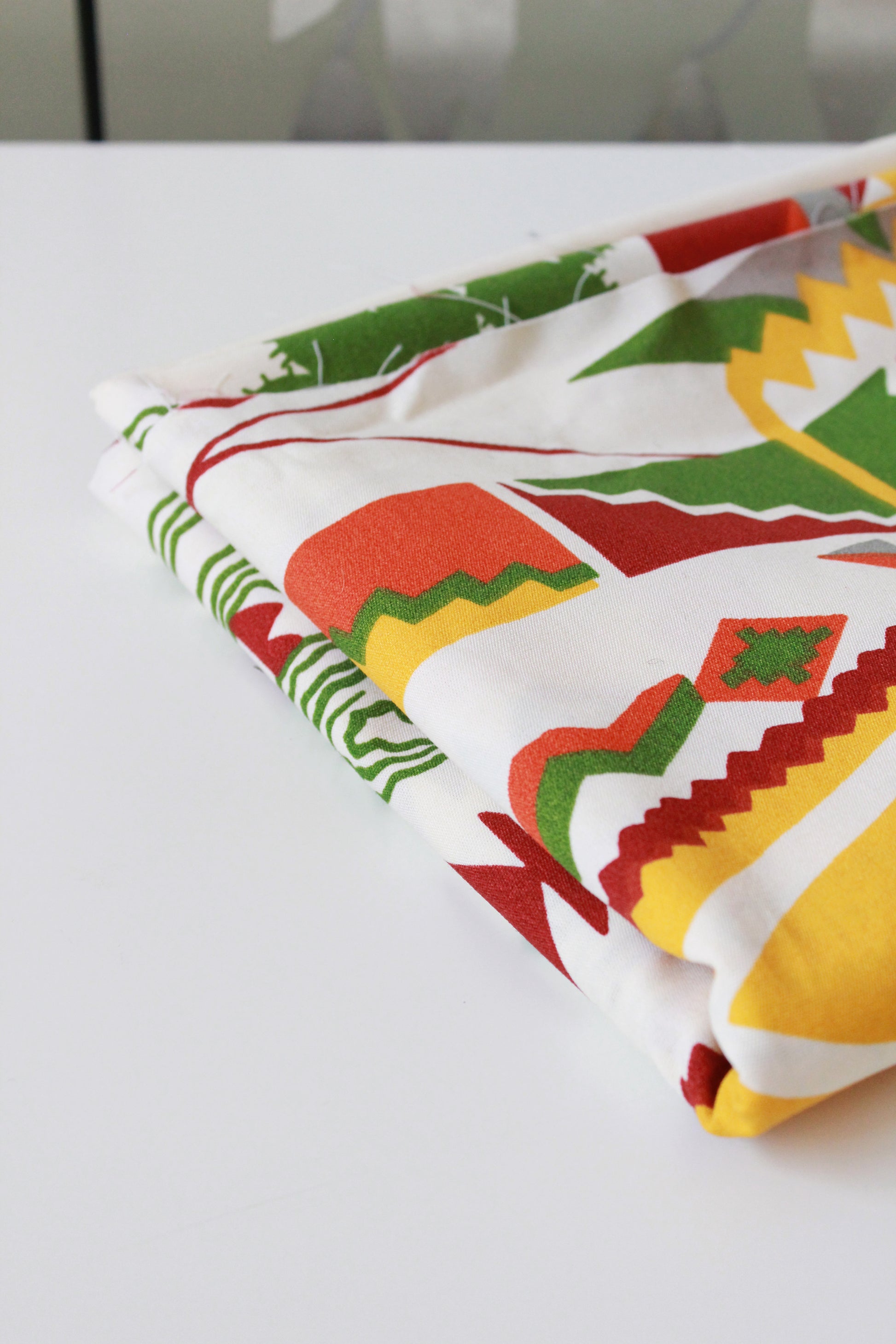 Vintage 1970s Tribal Border Print In Vibrant Colours, 2 Yards