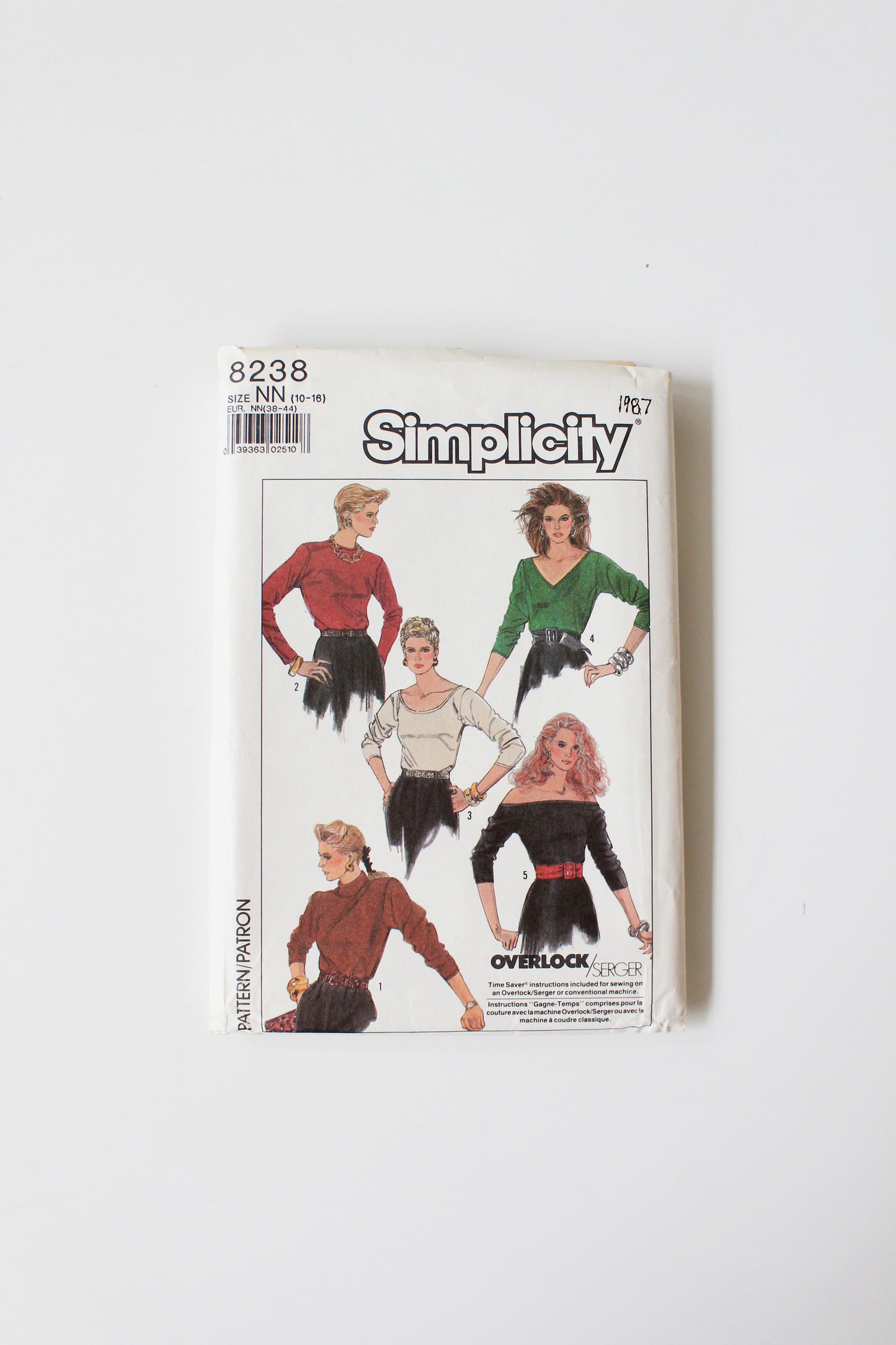 1980s Easy Beginner Stretch Top Simplicity 8238 Sewing Pattern, Mostly Uncut Size 10-16