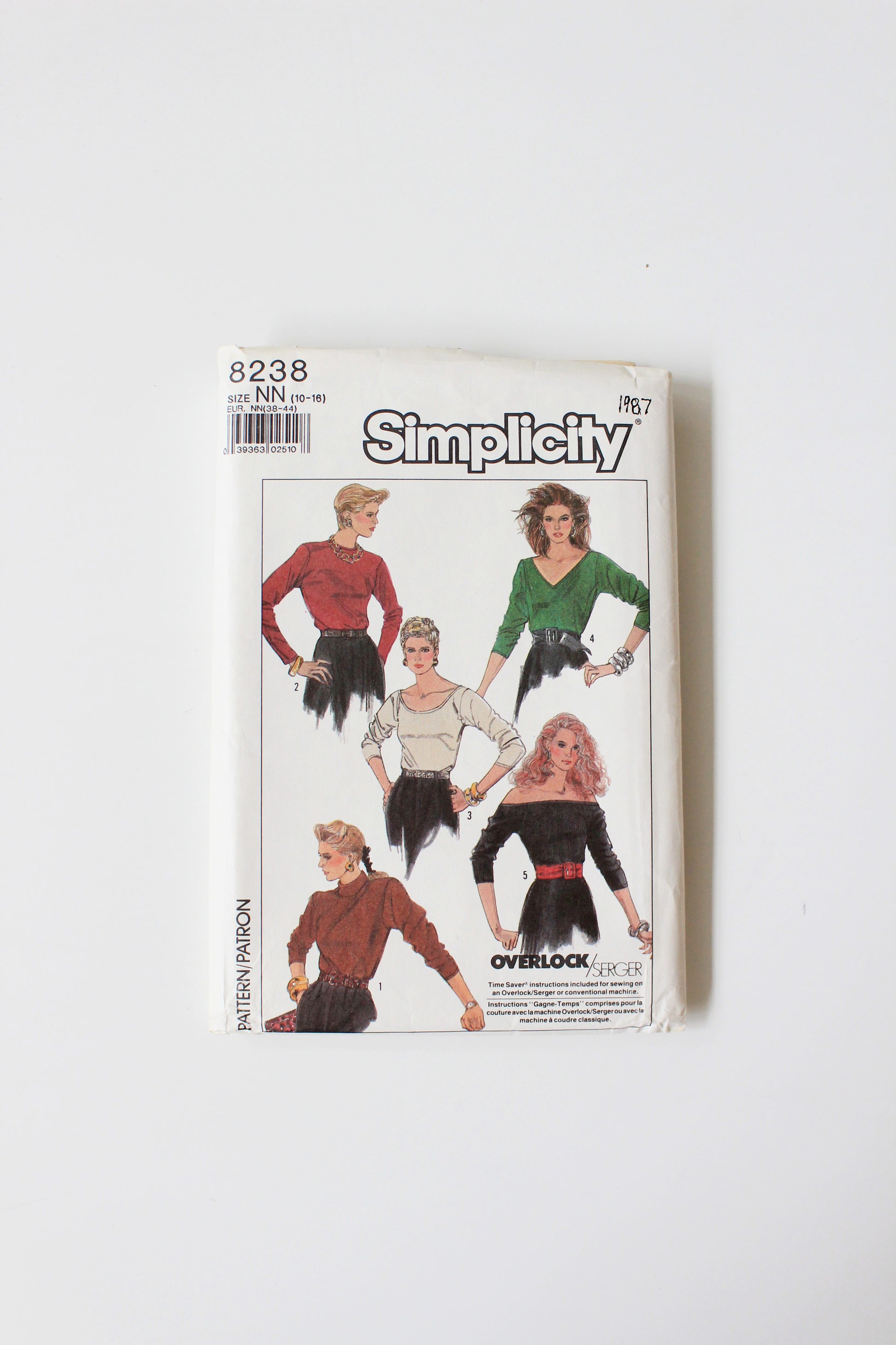 1980s Easy Beginner Stretch Top Simplicity 8238 Sewing Pattern, Mostly Uncut Size 10-16