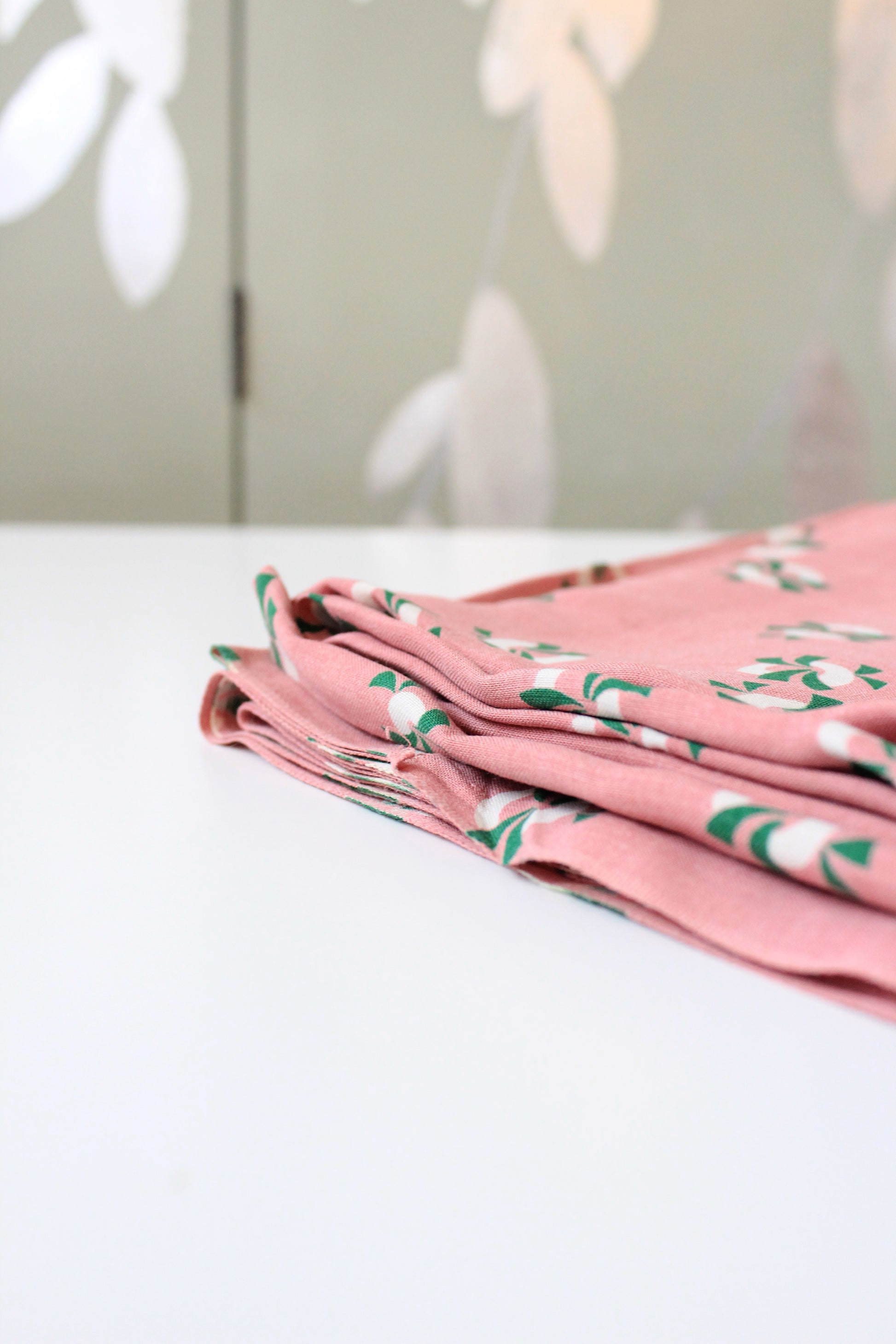 1940s Pink With Green And White Life Savers, Rayon Fabric, 3 Yards