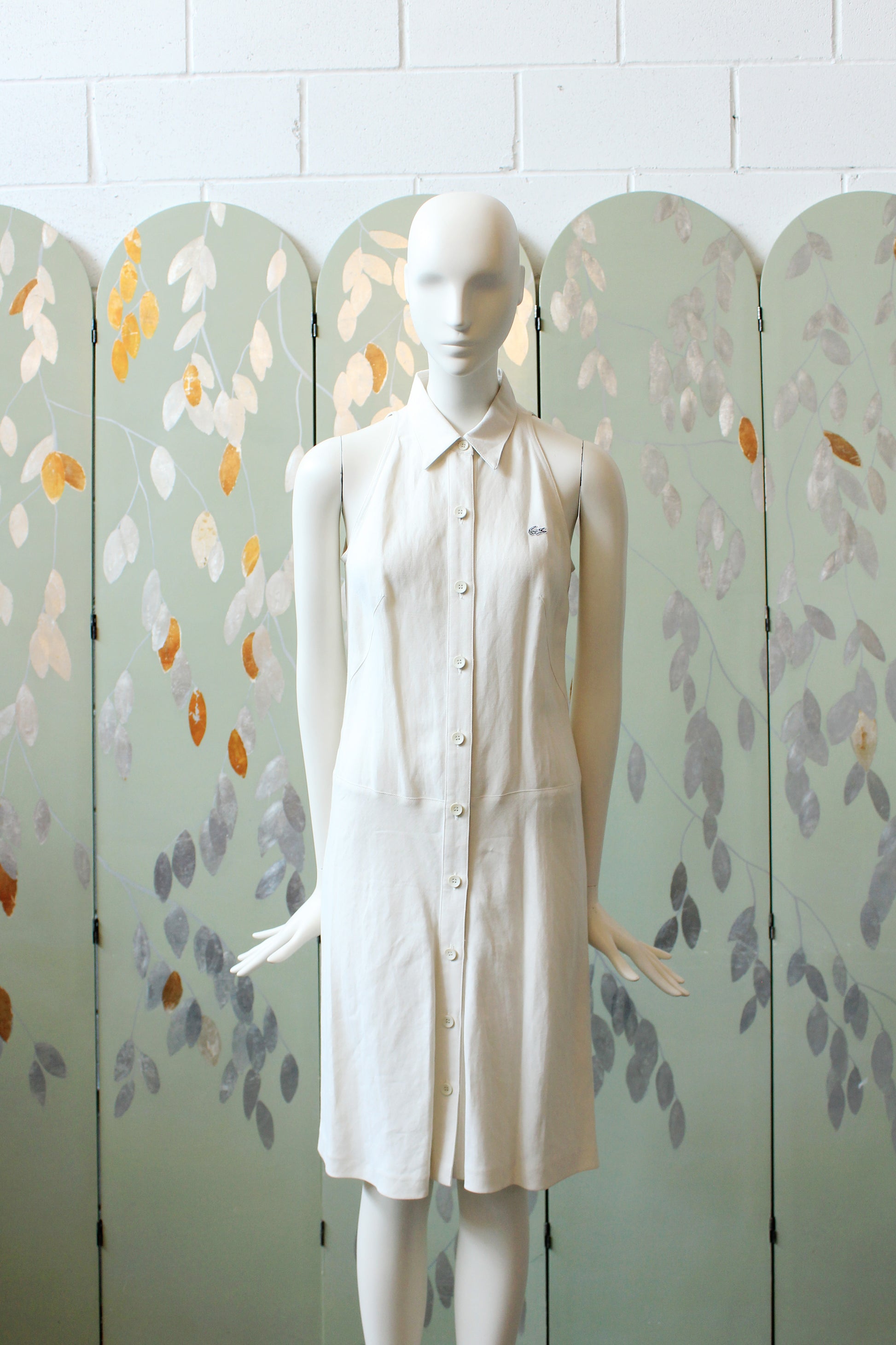 2000s White Lacoste Drop Waist Tennis Dress + Original Green Lacoste Hanger, XS