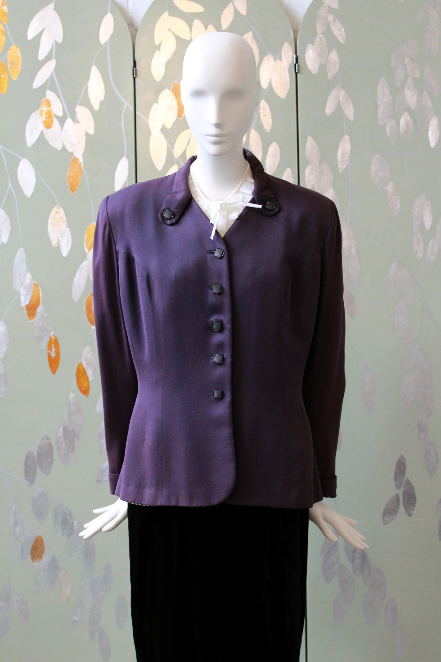 1950s Purple Collarless Blazer, Medium 