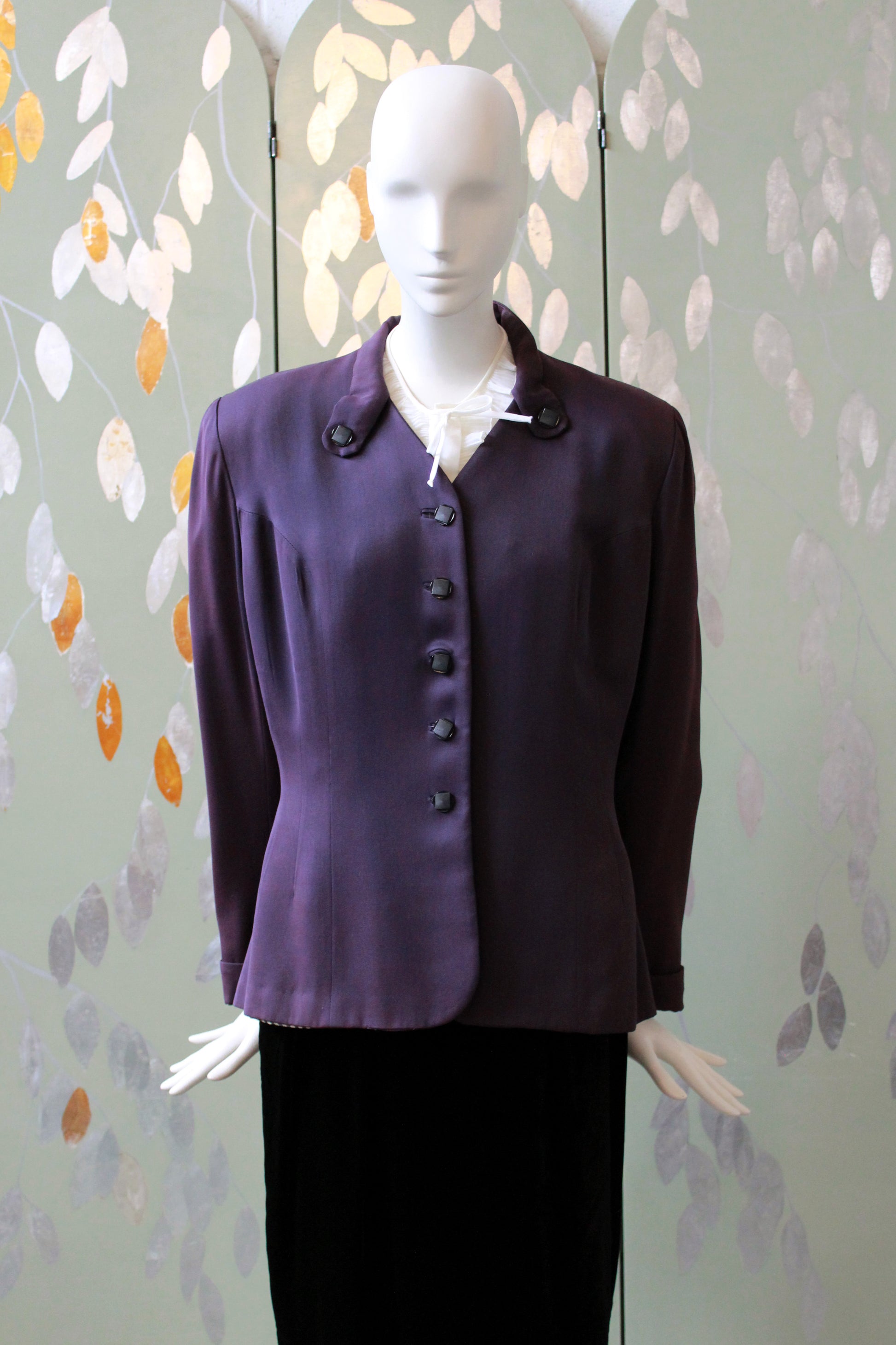 1950s Purple Collarless Blazer, Medium 