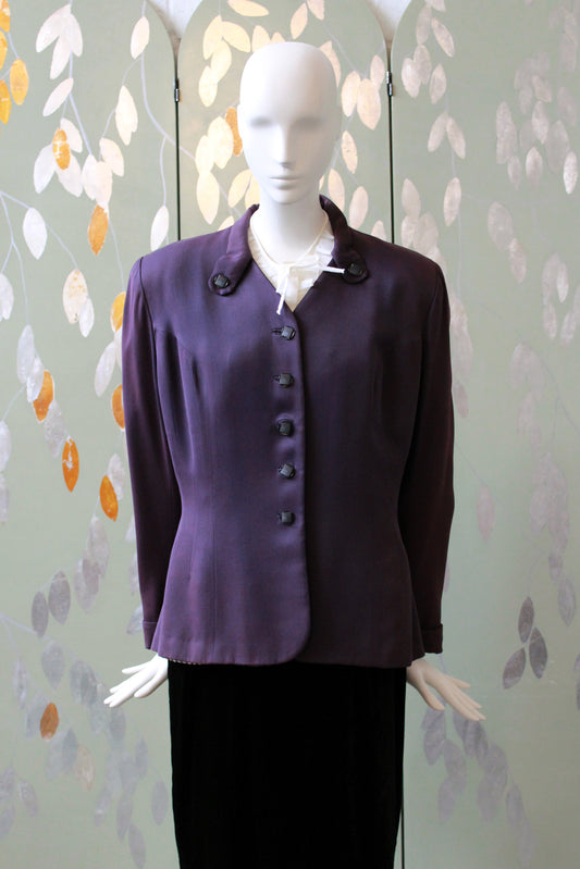1950s Purple Collarless Blazer, Medium 