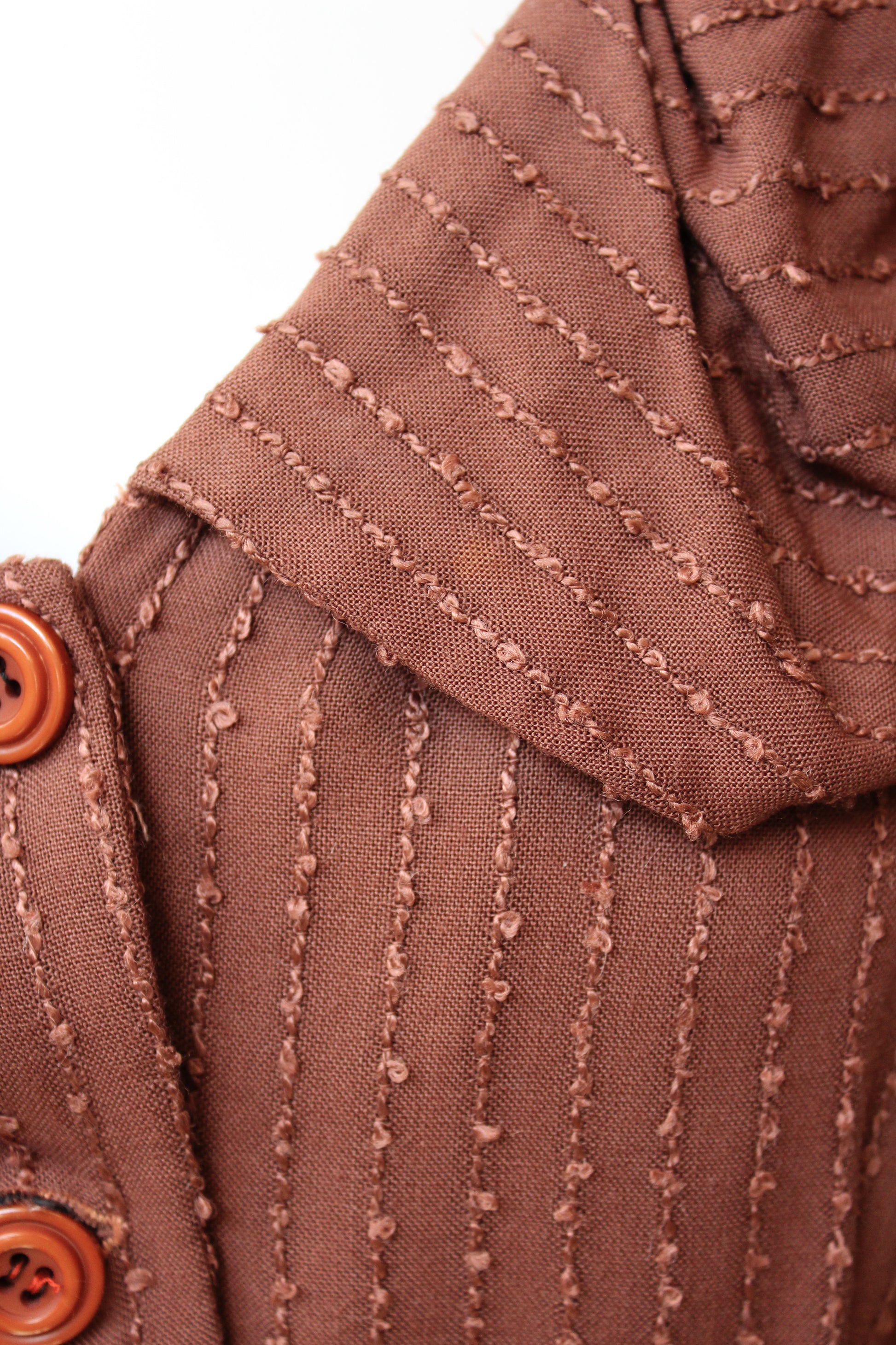 1940s Cinnamon Oversized Collar Short Sleeve Dress With Belt, Large