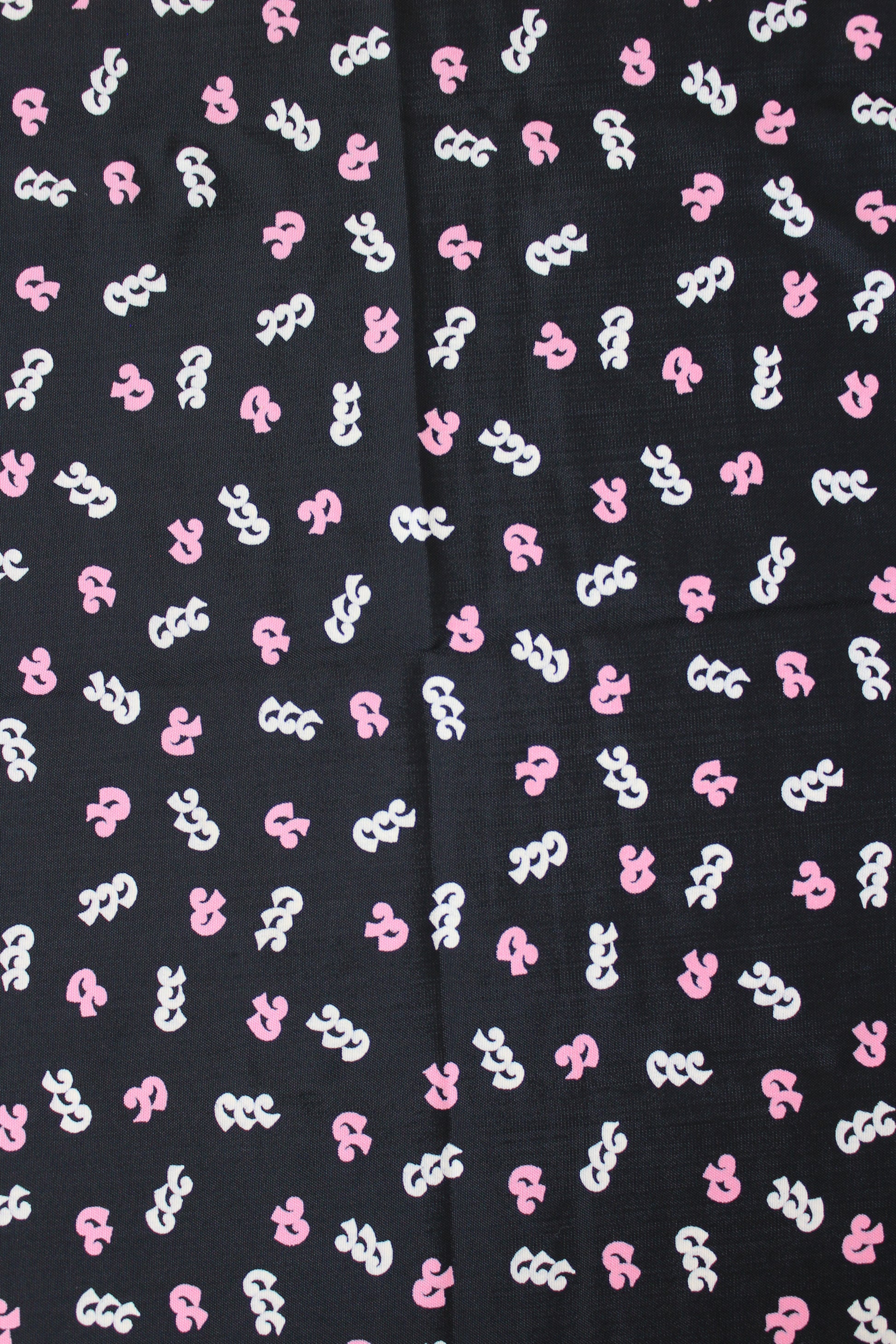 1940s Navy Pink And White Abstract Print Rayon Sewing Fabric, 4 Yards