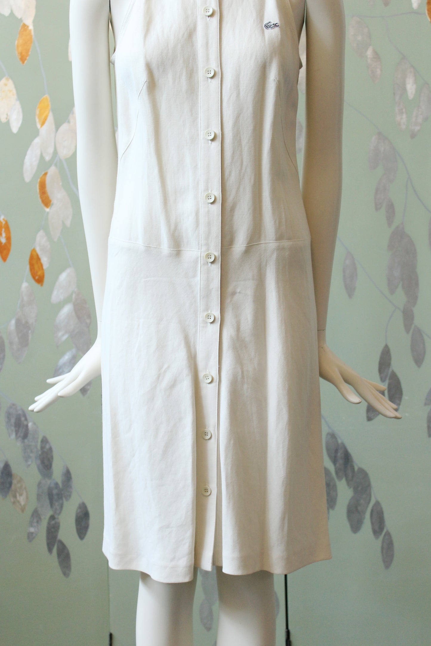 2000s White Lacoste Drop Waist Tennis Dress + Original Green Lacoste Hanger, XS