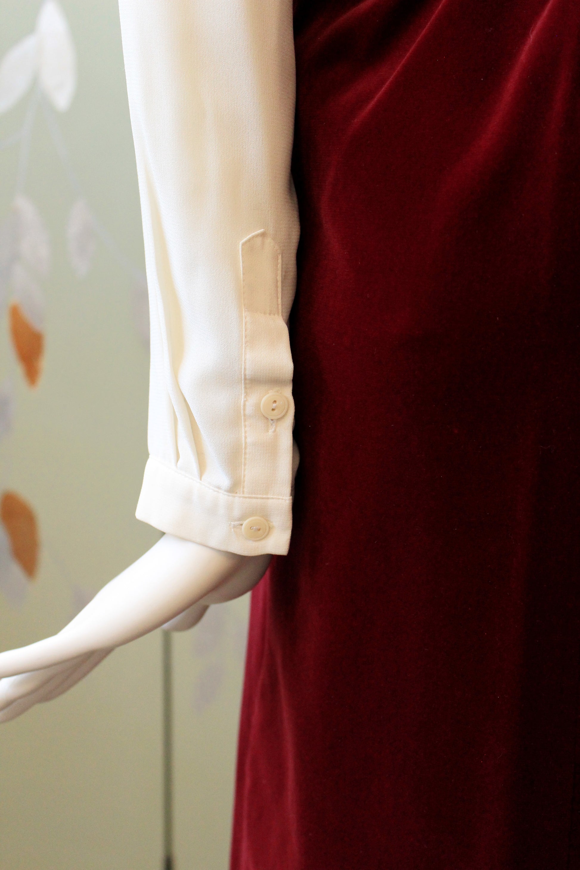 2000s Cream Side Bow Elegant Long Sleeve Blouse, Medium