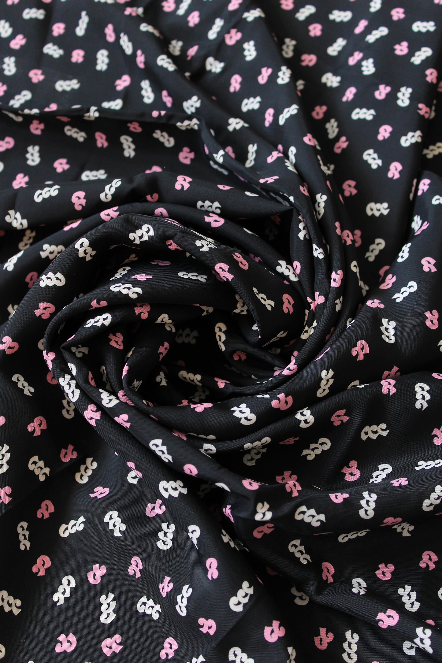 1940s Navy Pink And White Abstract Print Rayon Sewing Fabric, 4 Yards