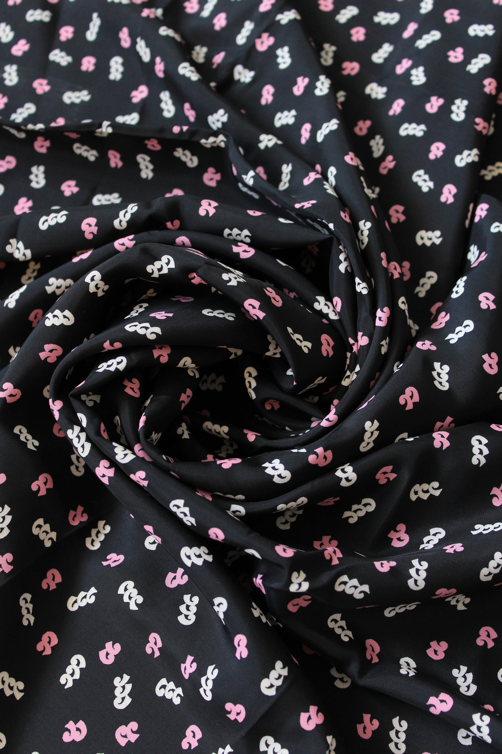 1940s Navy Pink And White Abstract Print Rayon Sewing Fabric, 4 Yards