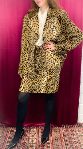 Vintage 1980s Leopard Print Skirt Suit by Mondi, Medium. Leopard Print Suit Barbie. Fran Fine Style. 