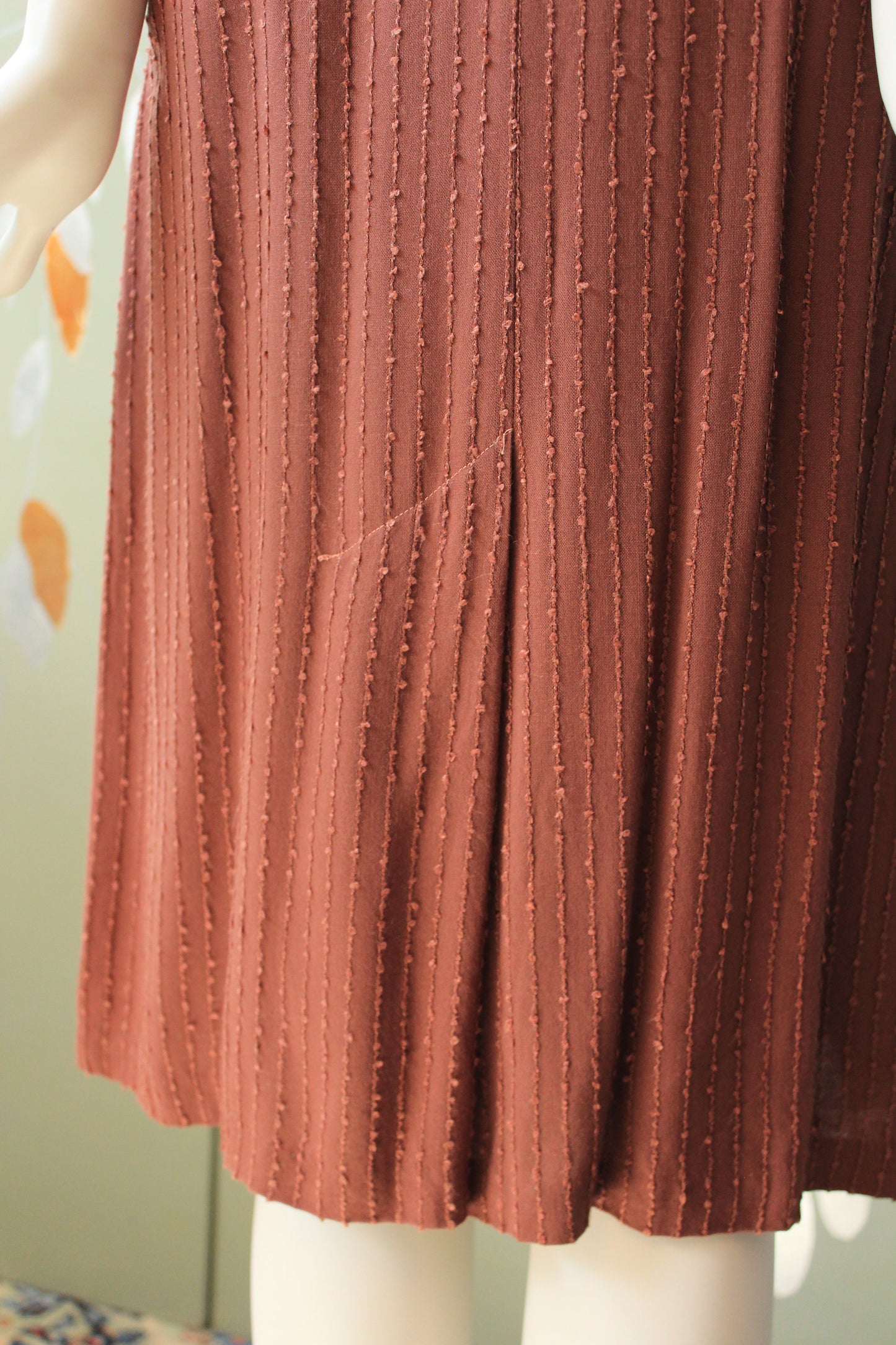 1940s Cinnamon Oversized Collar Short Sleeve Dress With Belt, Large