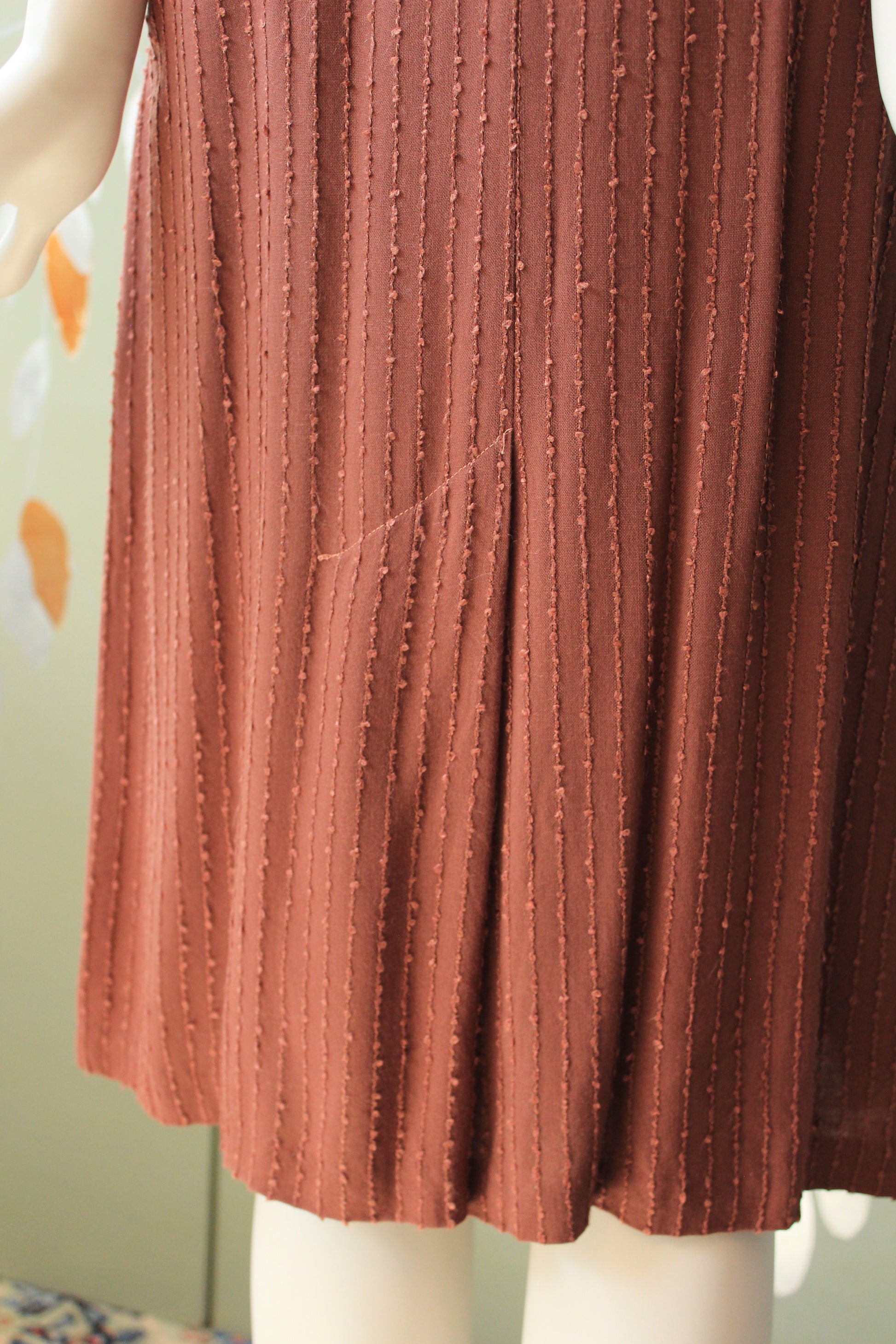 1940s Cinnamon Oversized Collar Short Sleeve Dress With Belt, Large