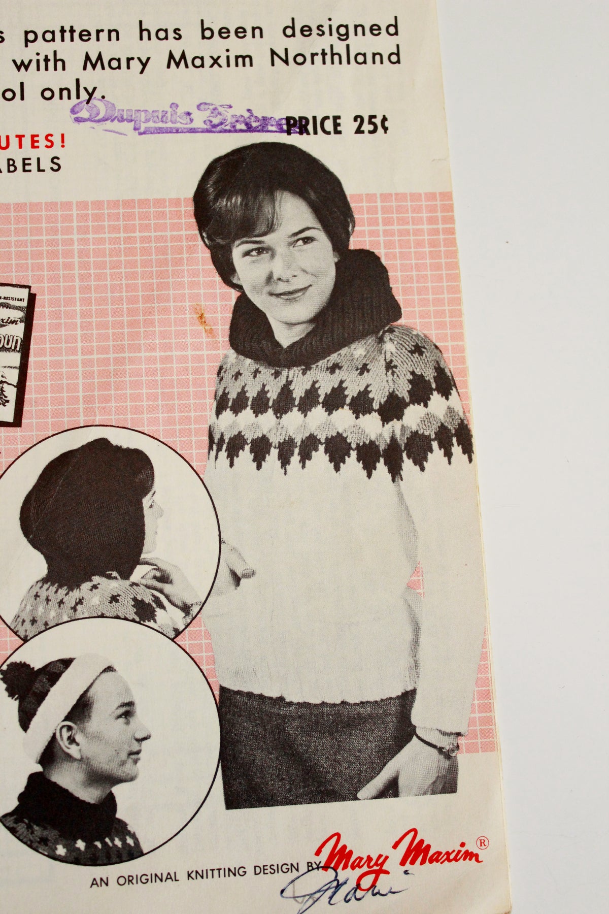 1960s Mary Maxim Womens or Teen 4 ply Kitting Pattern 492, Sun Valley Cardigan