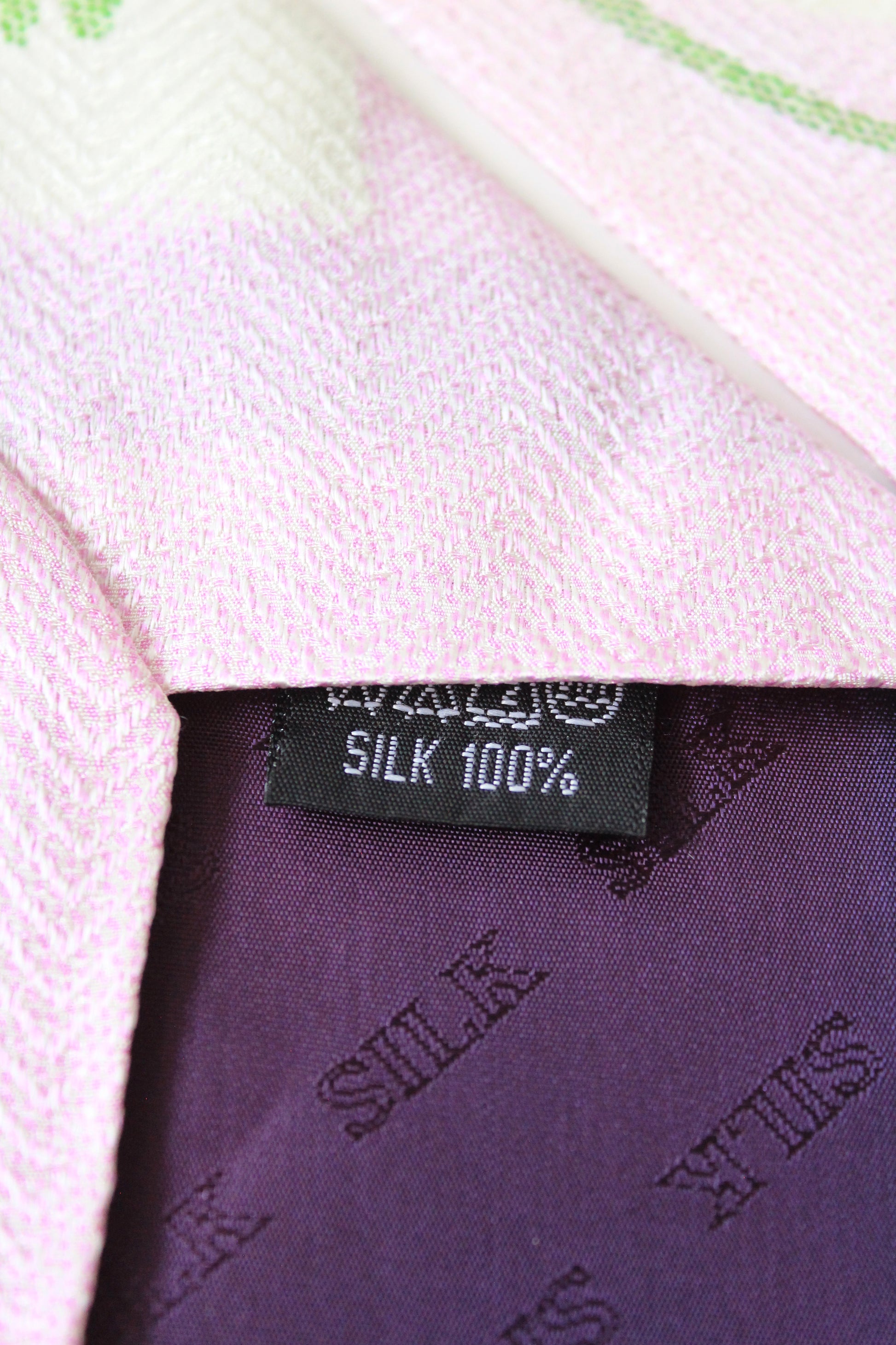 1990s Light Pink Abstract Design Silk Summer Tie 