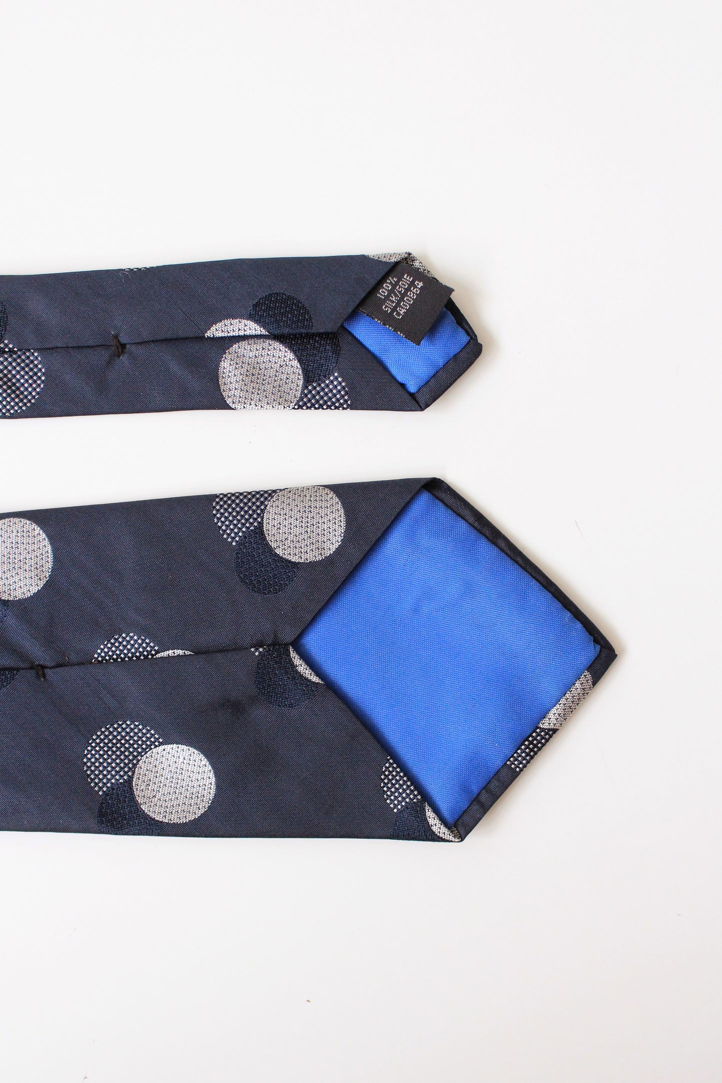 1990s Krizia Grey And Blue Polka Dot Silk Designer  Tie