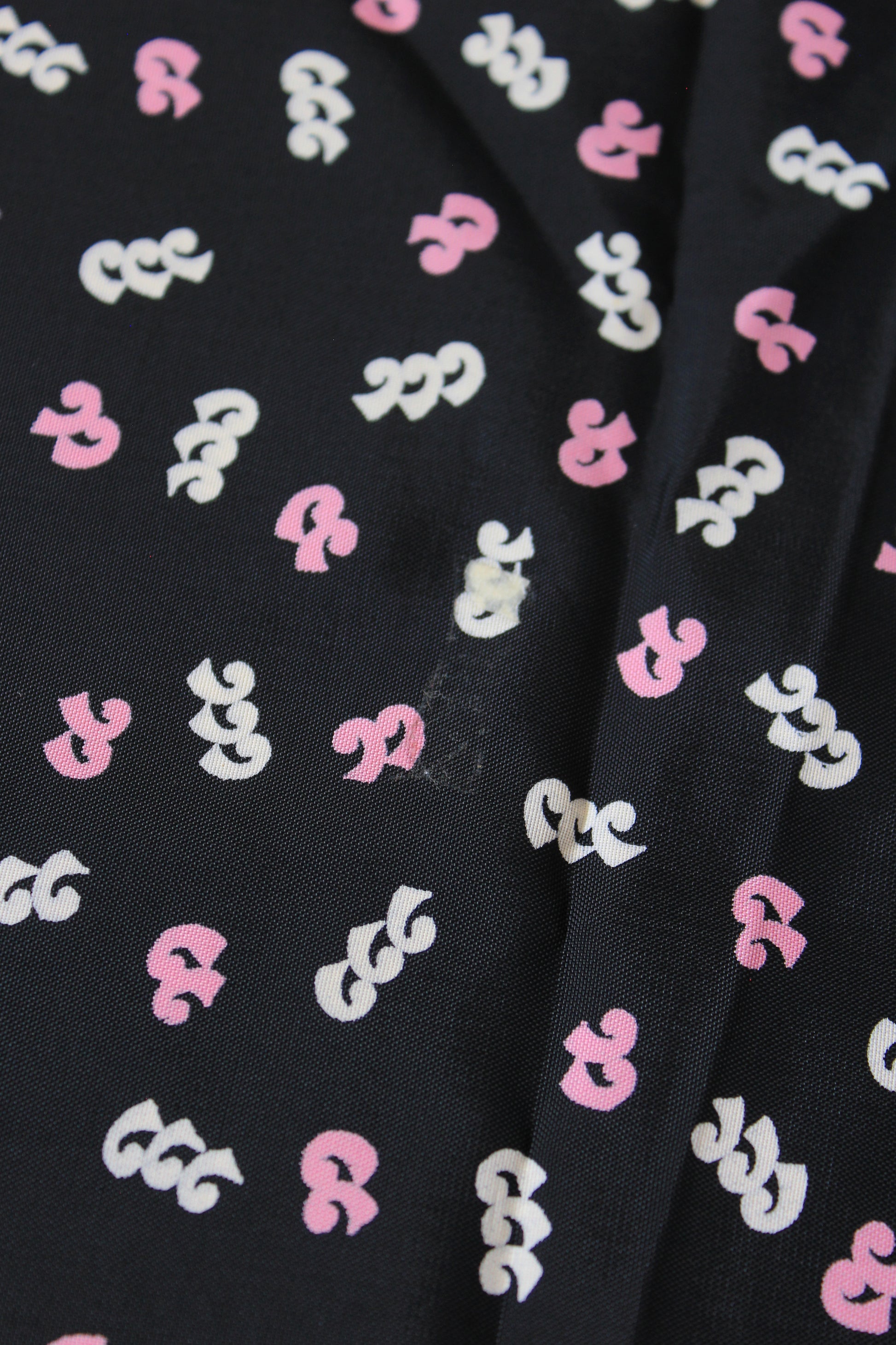 1940s Navy Pink And White Abstract Print Rayon Sewing Fabric, 4 Yards