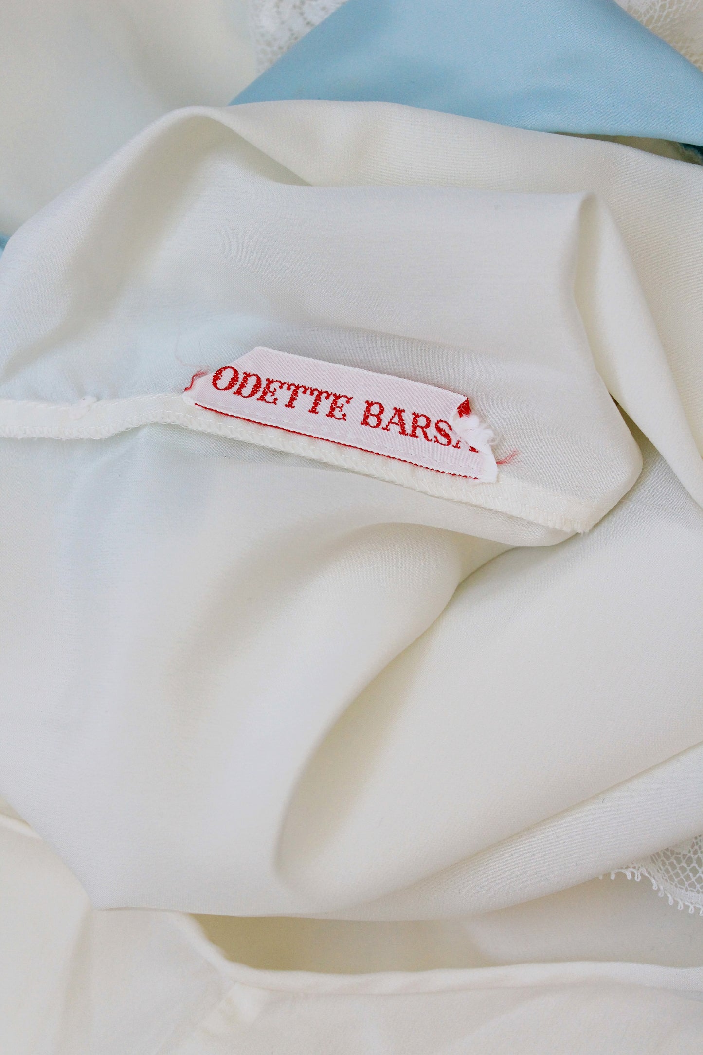 1960s Babydoll Nightgown In White With Light Blue Flowers, Large